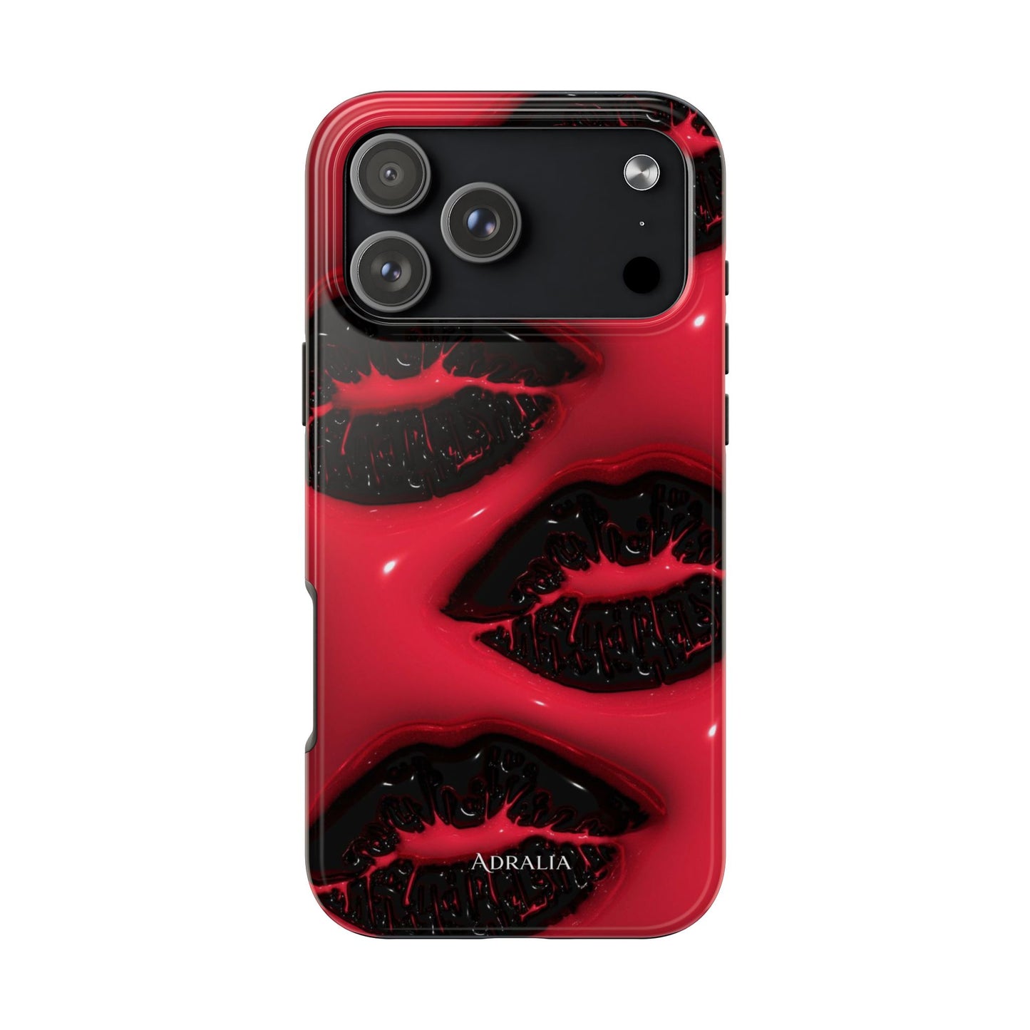 Tough Phone Case – Red Gloss Kiss Print, Shockproof Protective Cover