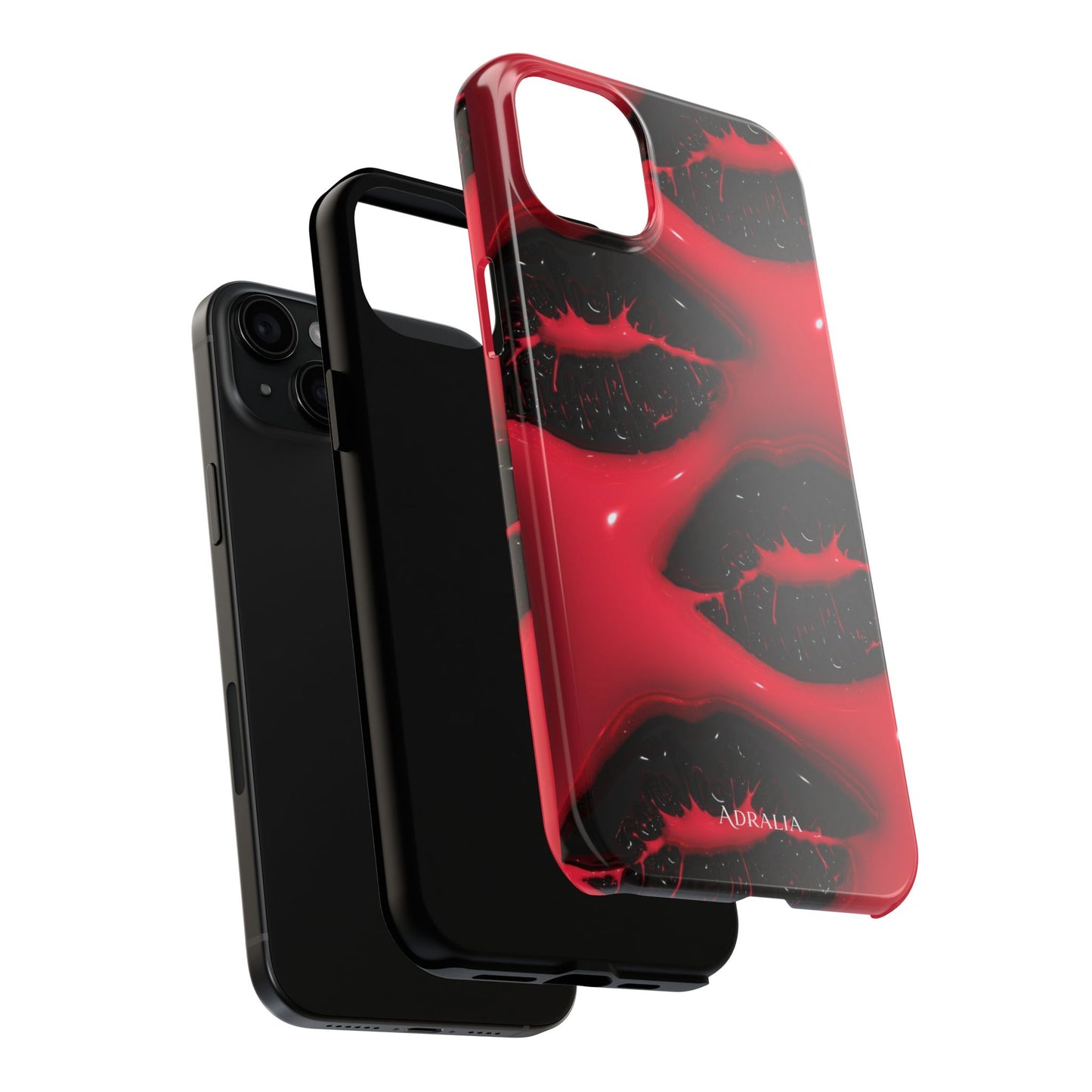 Tough Phone Case – Red Gloss Kiss Print, Shockproof Protective Cover