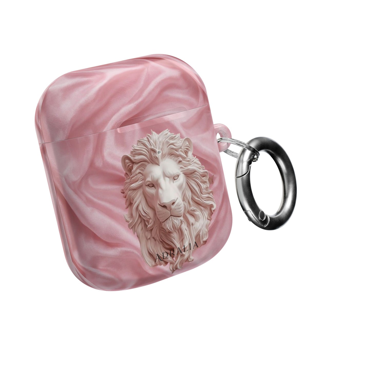 Pink Marble Lion AirPod Case — Elegant Protective Cover