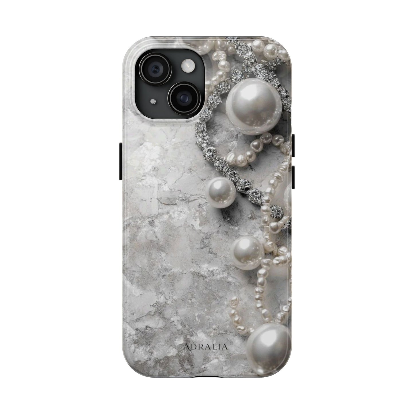 Pearl Luxe Tough Phone Case — Elegant Pearl & Crystal Protective Cover