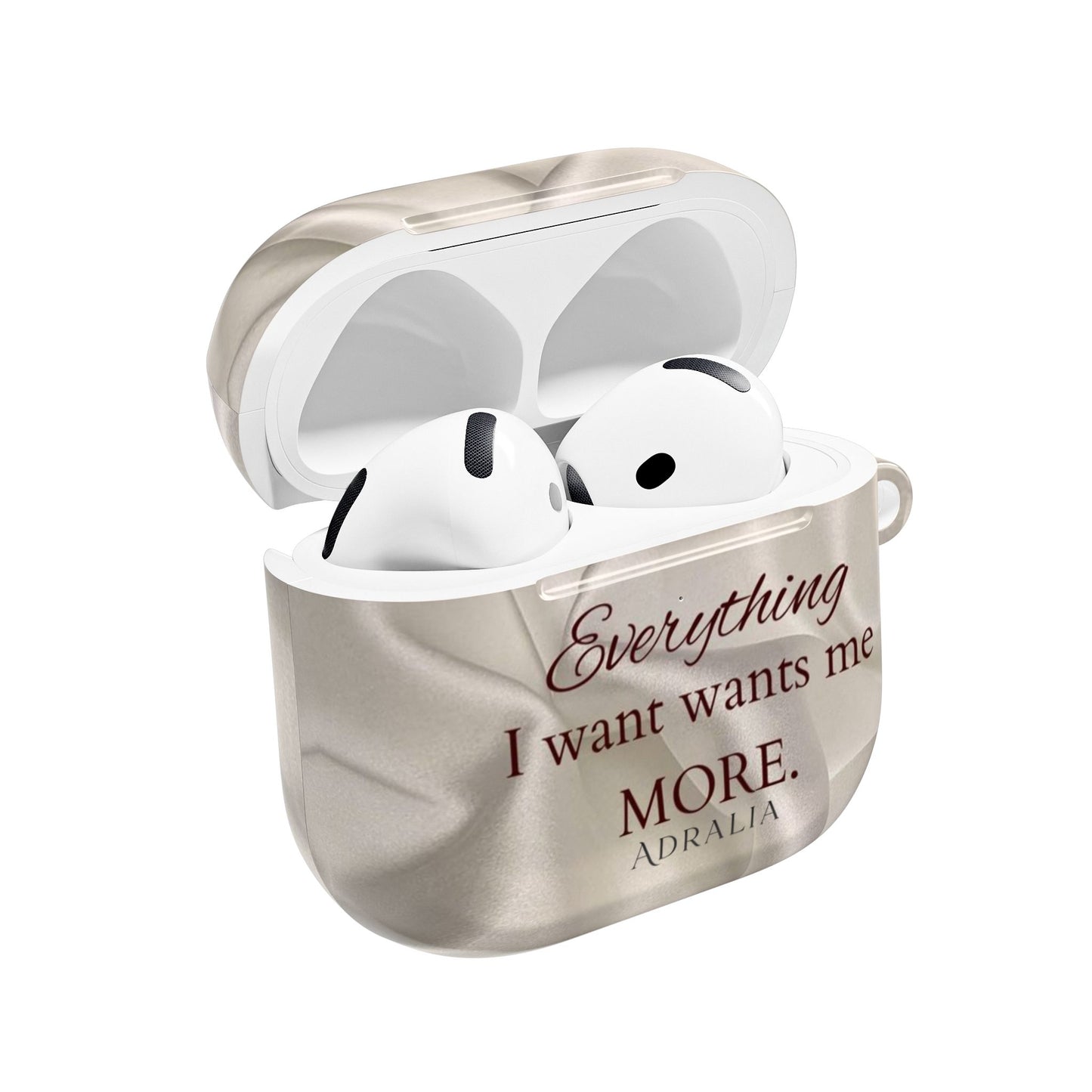 AirPod Case — "Everything I Want Wants Me More" Satin-Inspired Protective Cover