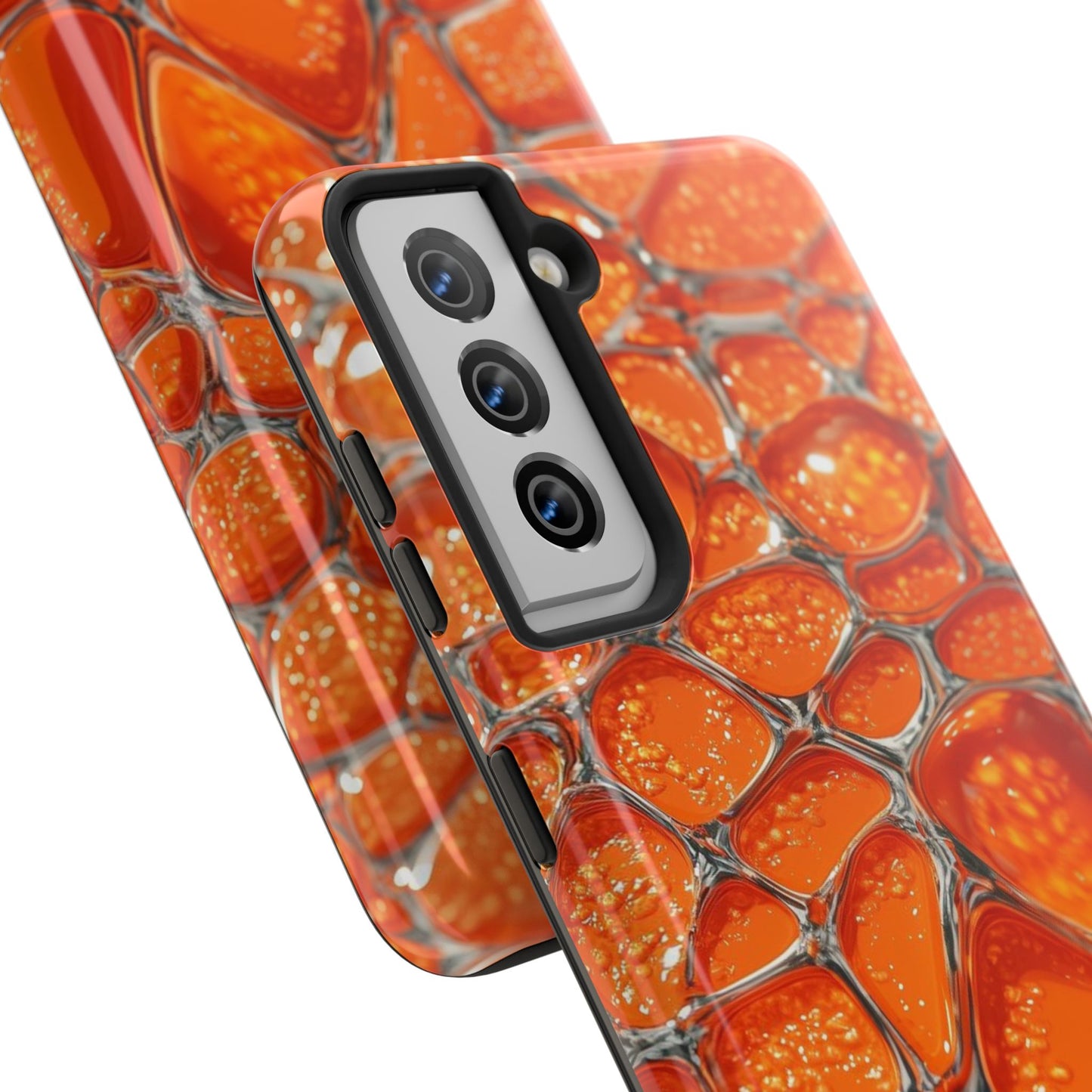 Orange Resin Abstract Tough Phone Case — Durable Protective iPhone Cover
