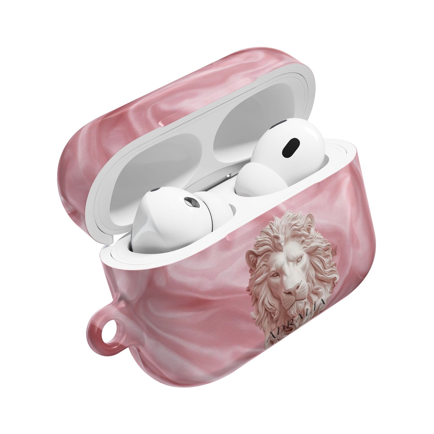 Pink Marble Lion AirPod Case — Elegant Protective Cover