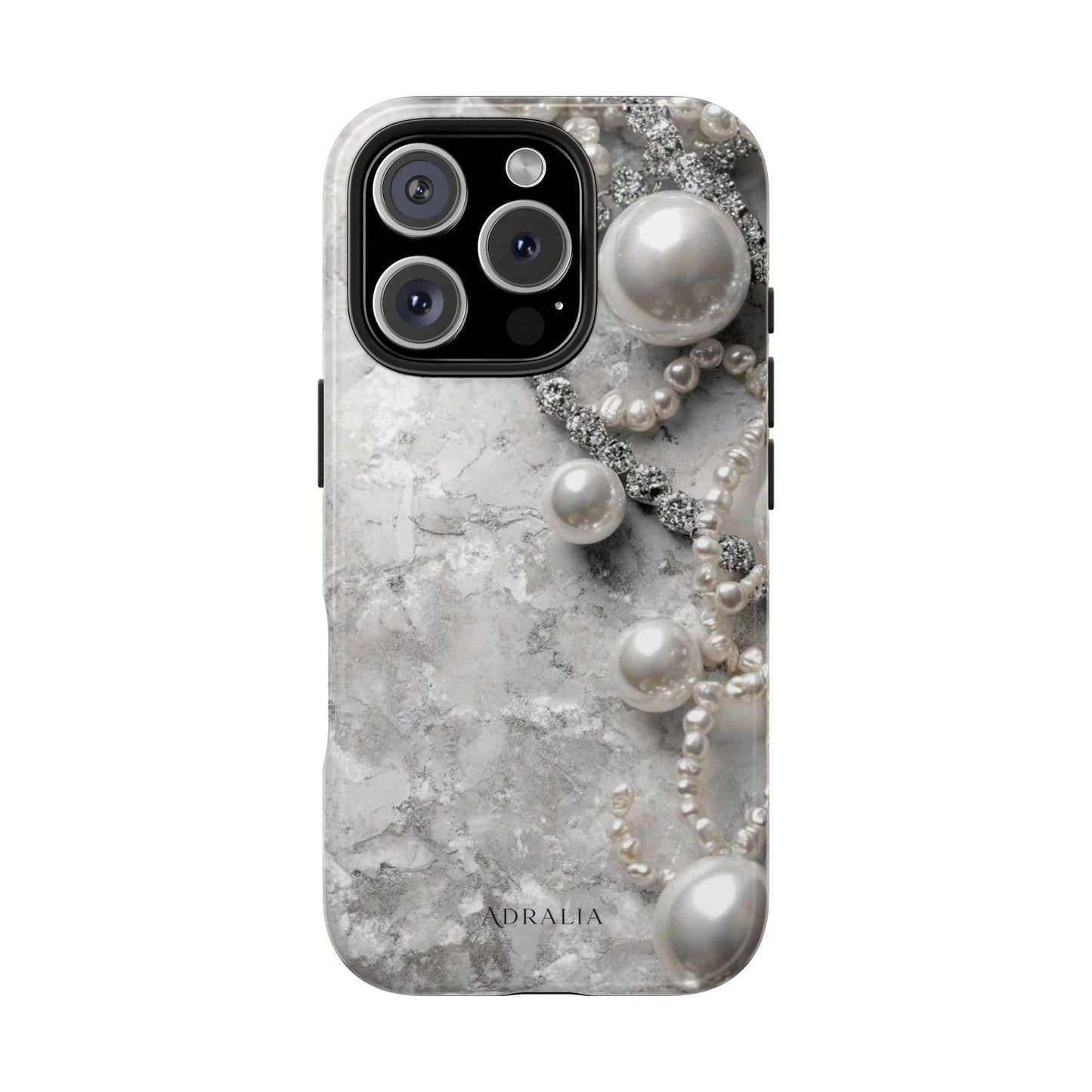 Pearl Luxe Tough Phone Case — Elegant Pearl & Crystal Protective Cover