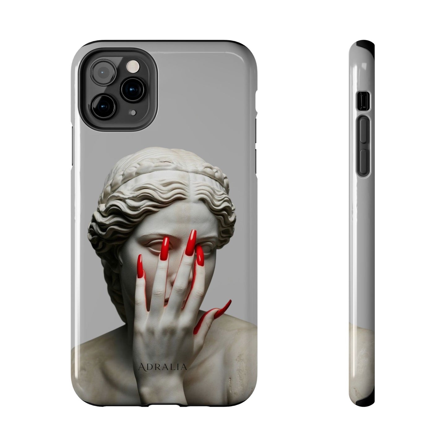 Statue with Red Nails Phone Case — Moody Classical Art Protective Case