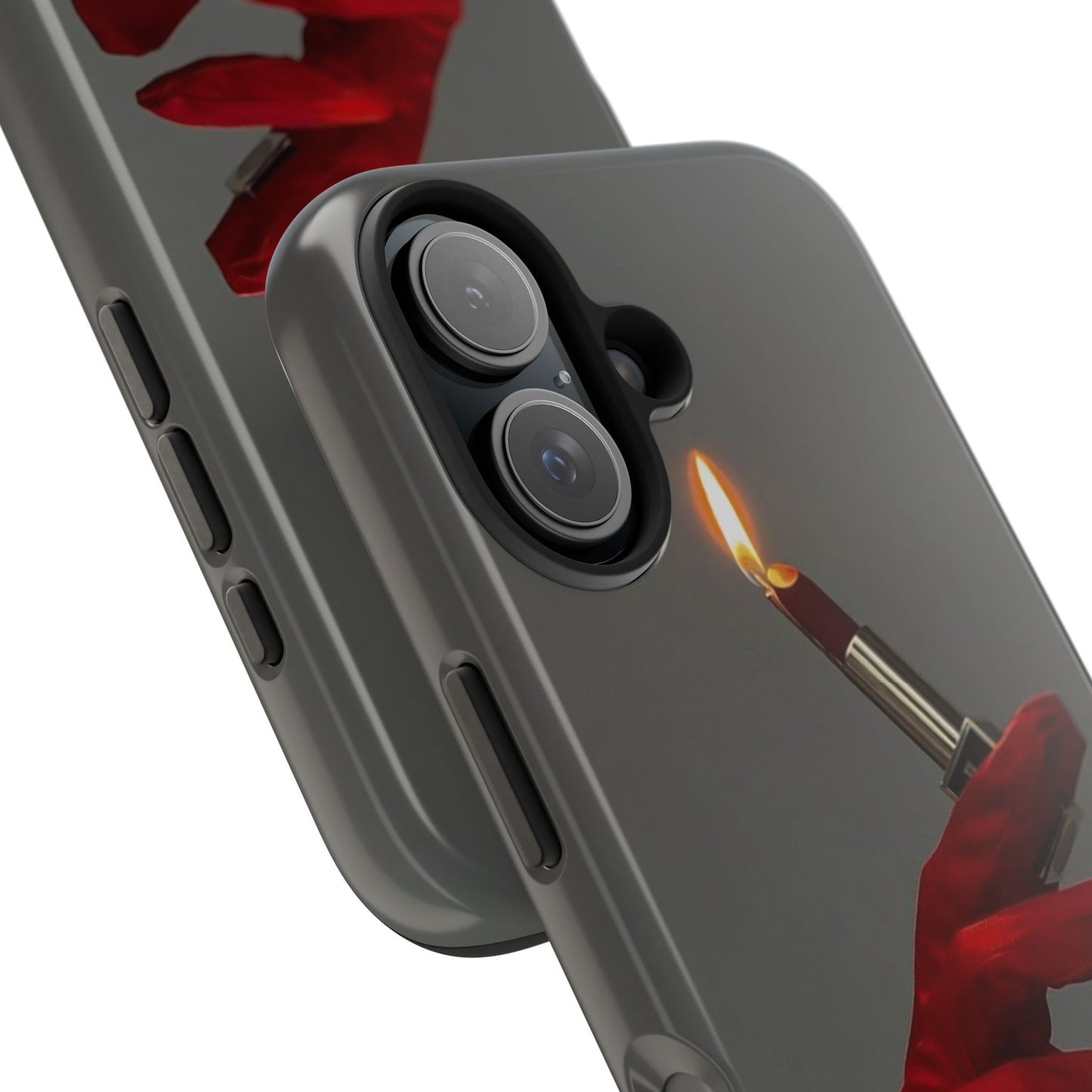 Red Glove Lighter Tough Phone Case — Dark Gothic Flame Protective Cover