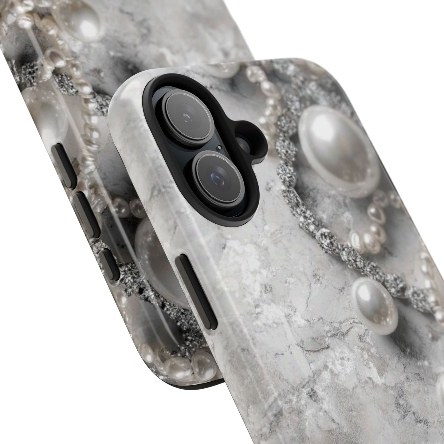 Pearl Luxe Tough Phone Case — Elegant Pearl & Crystal Protective Cover