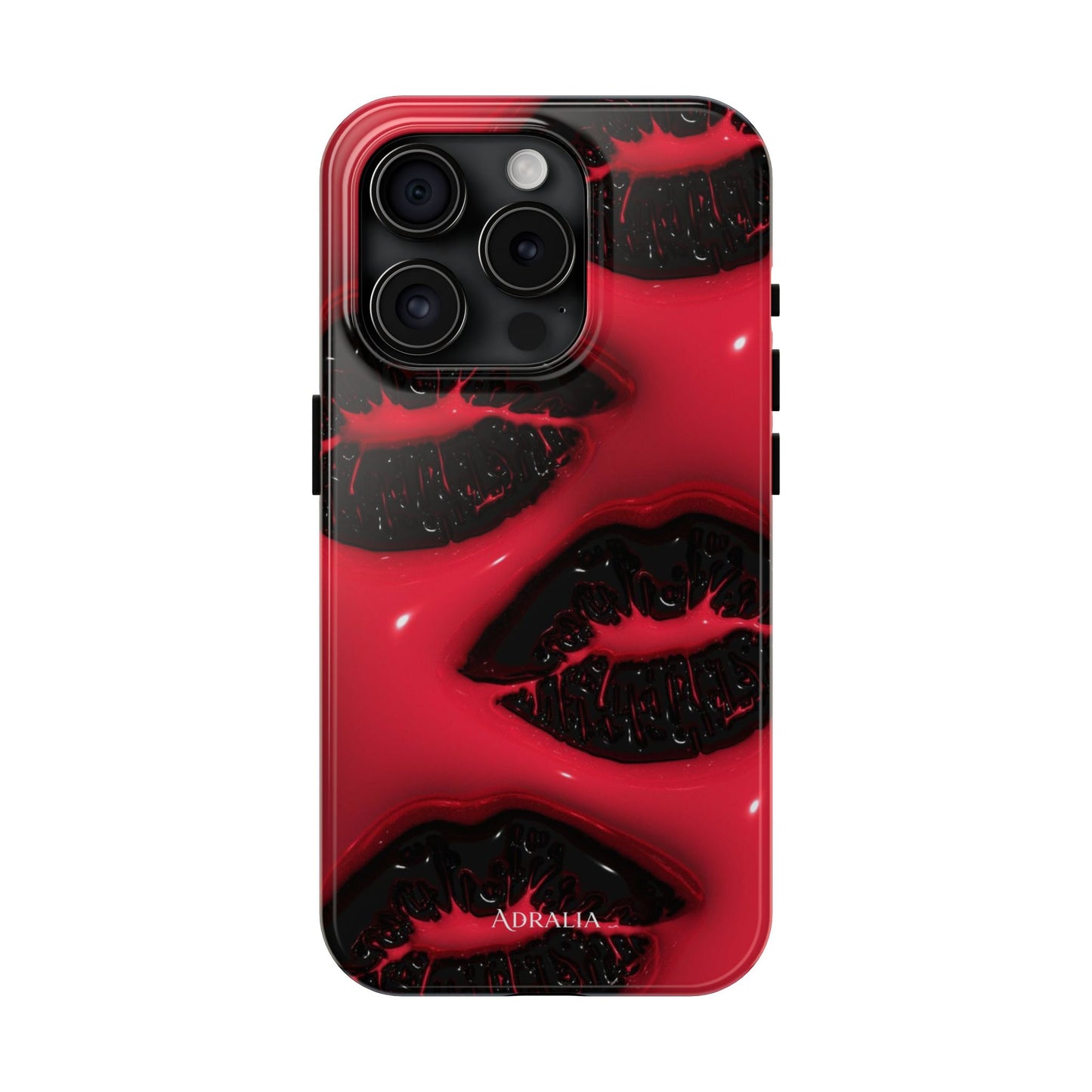 Tough Phone Case – Red Gloss Kiss Print, Shockproof Protective Cover