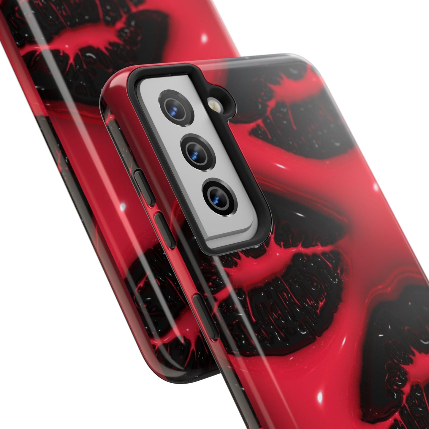 Tough Phone Case – Red Gloss Kiss Print, Shockproof Protective Cover