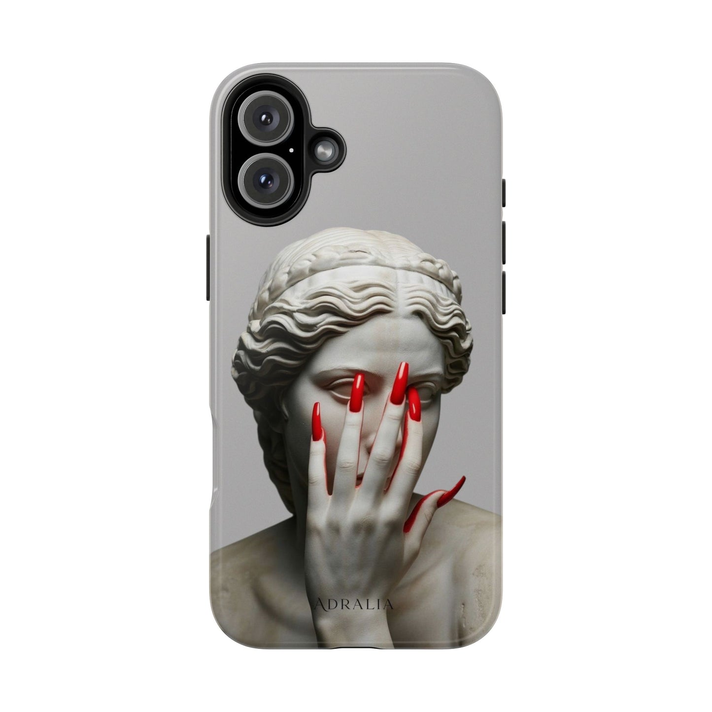 Statue with Red Nails Phone Case — Moody Classical Art Protective Case