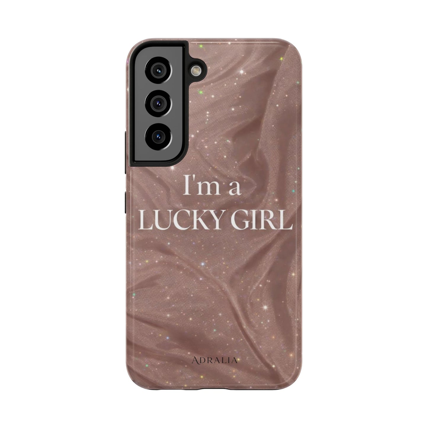 I'm a Lucky Girl Tough Phone Case – Sparkling Rose Marble Protective Cover