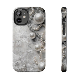Pearl Luxe Tough Phone Case — Elegant Pearl & Crystal Protective Cover