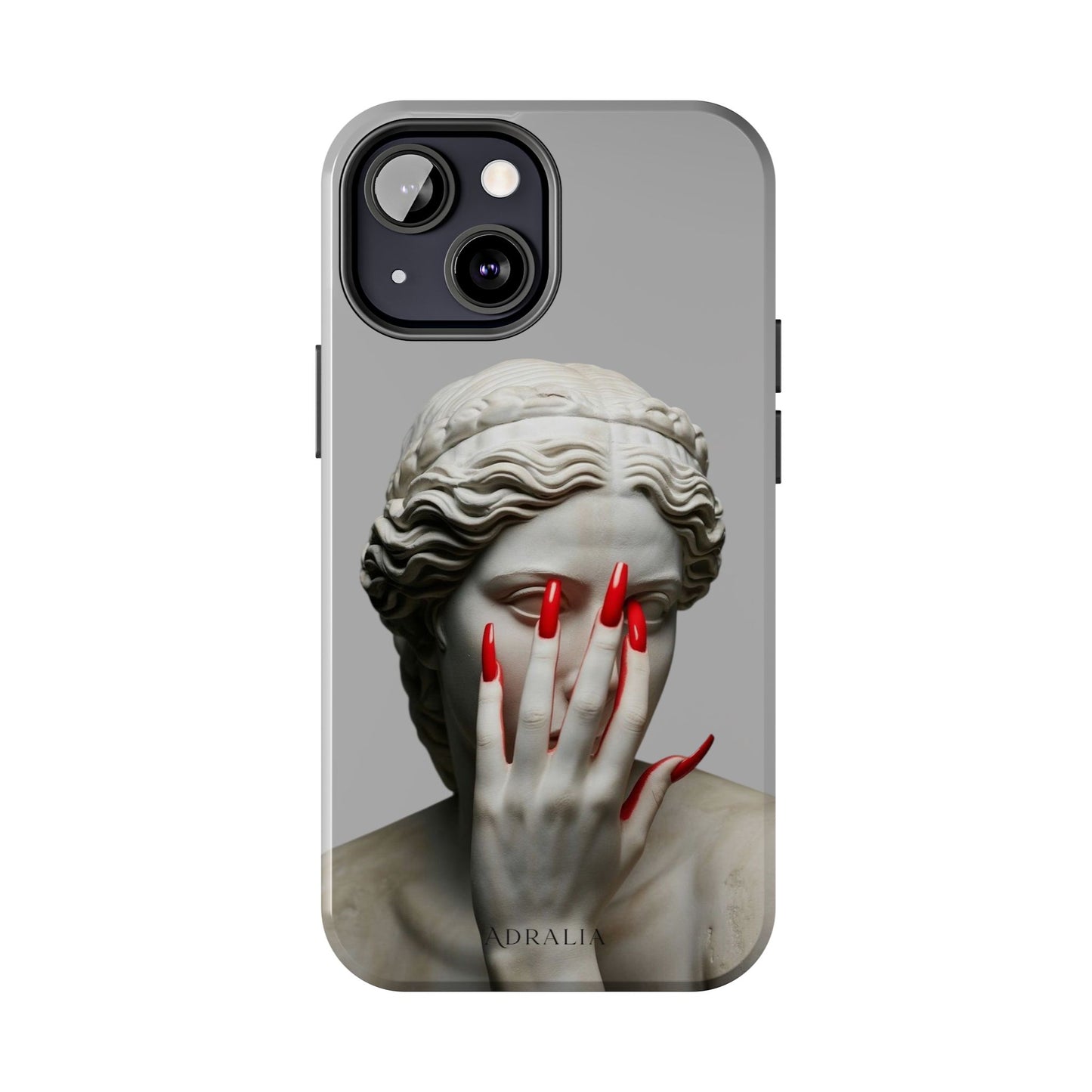 Statue with Red Nails Phone Case — Moody Classical Art Protective Case