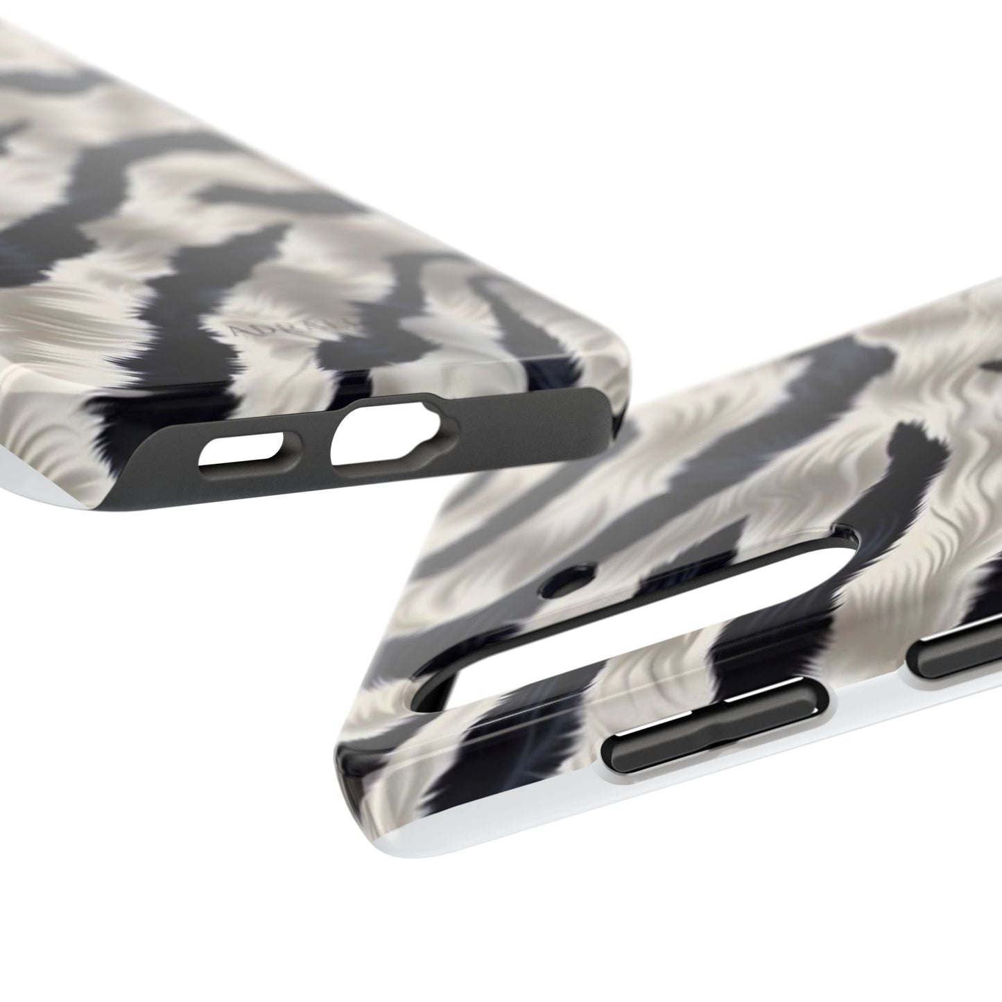 Faux Fur Zebra Tough Phone Case — Black & Ivory Animal Print