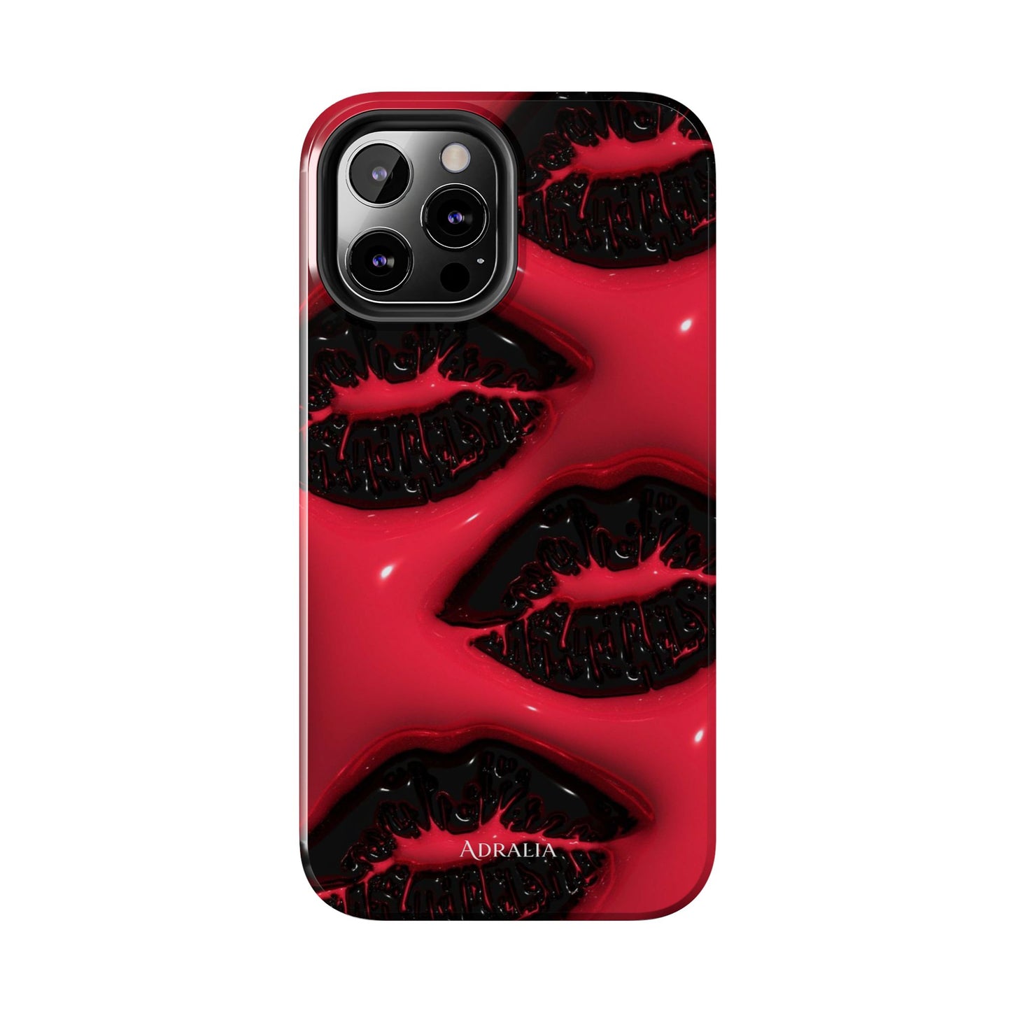 Tough Phone Case – Red Gloss Kiss Print, Shockproof Protective Cover