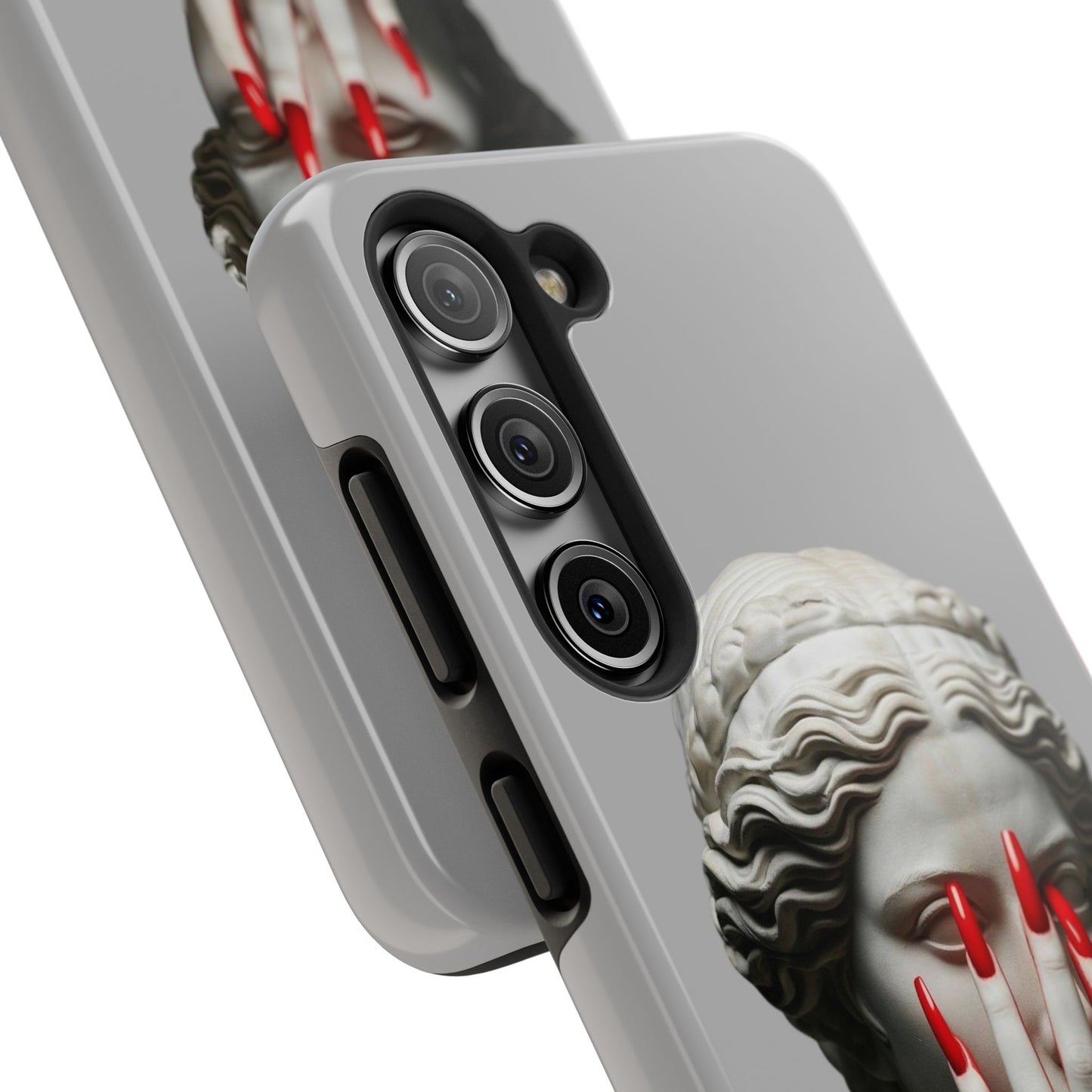 Statue with Red Nails Phone Case — Moody Classical Art Protective Case