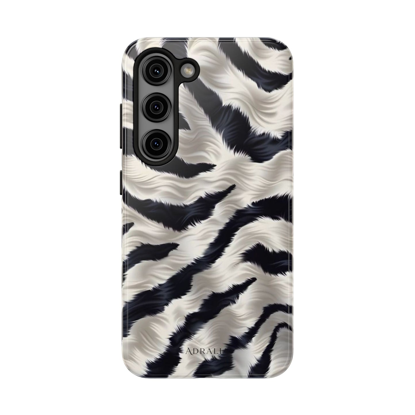Faux Fur Zebra Tough Phone Case — Black & Ivory Animal Print