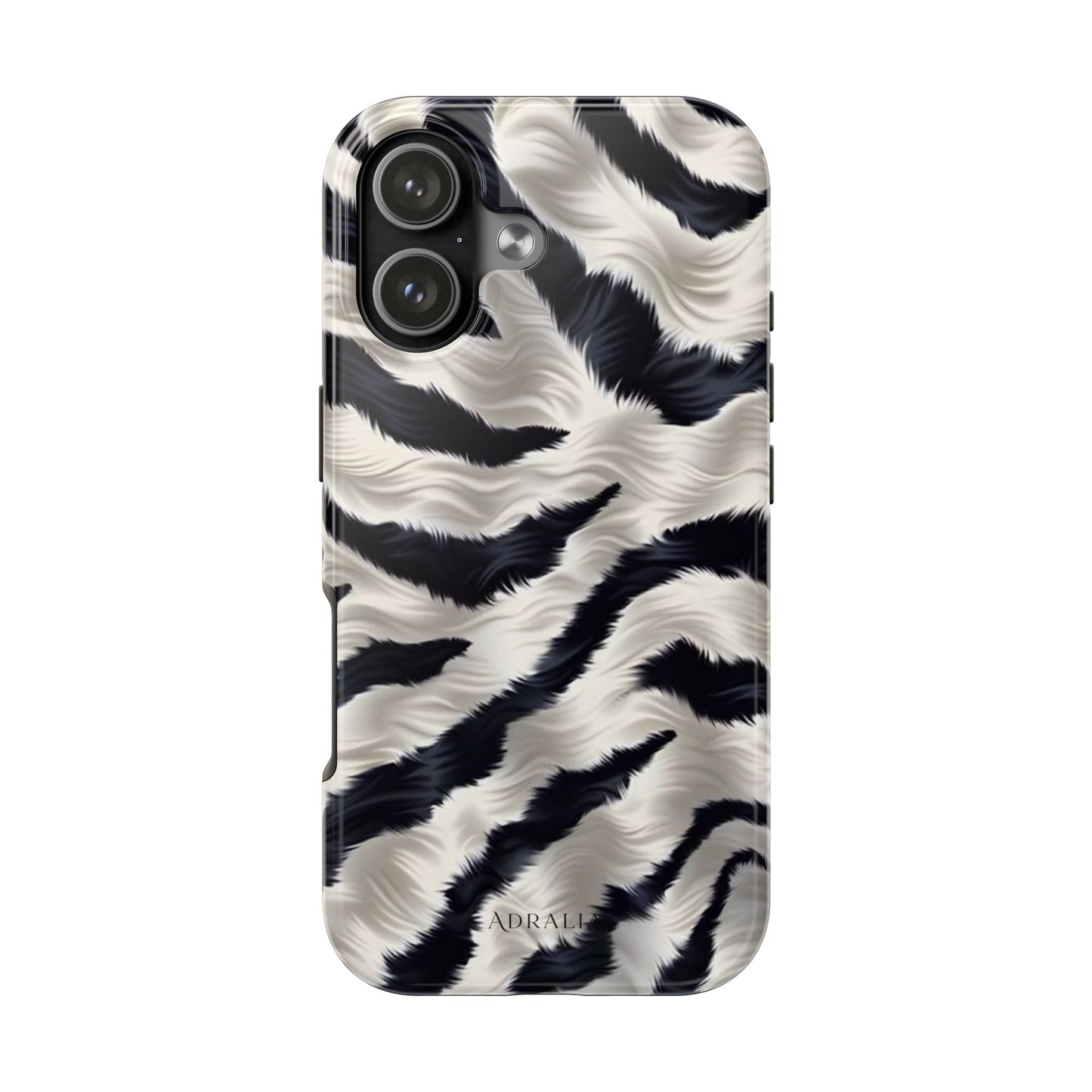 Faux Fur Zebra Tough Phone Case — Black & Ivory Animal Print