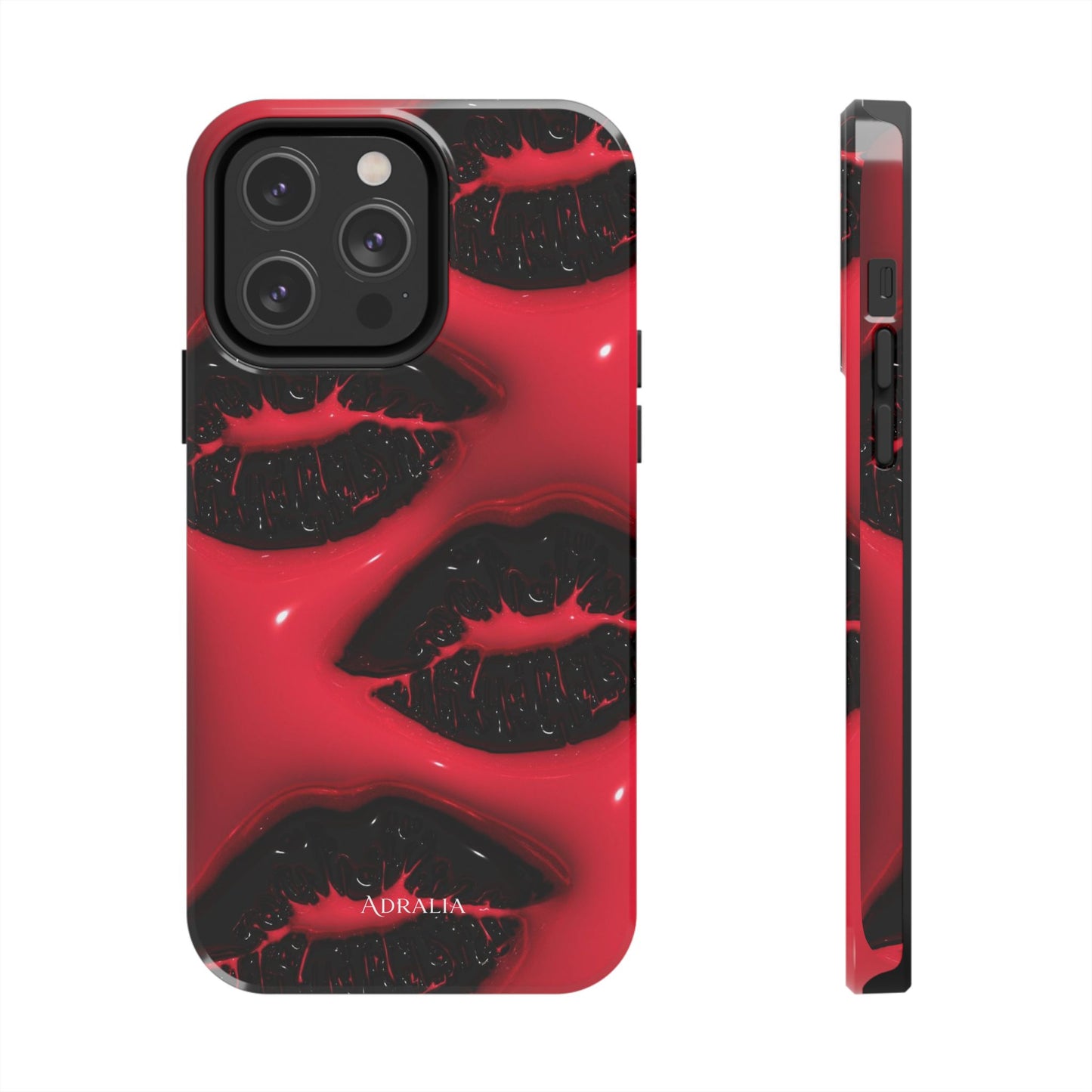 Tough Phone Case – Red Gloss Kiss Print, Shockproof Protective Cover