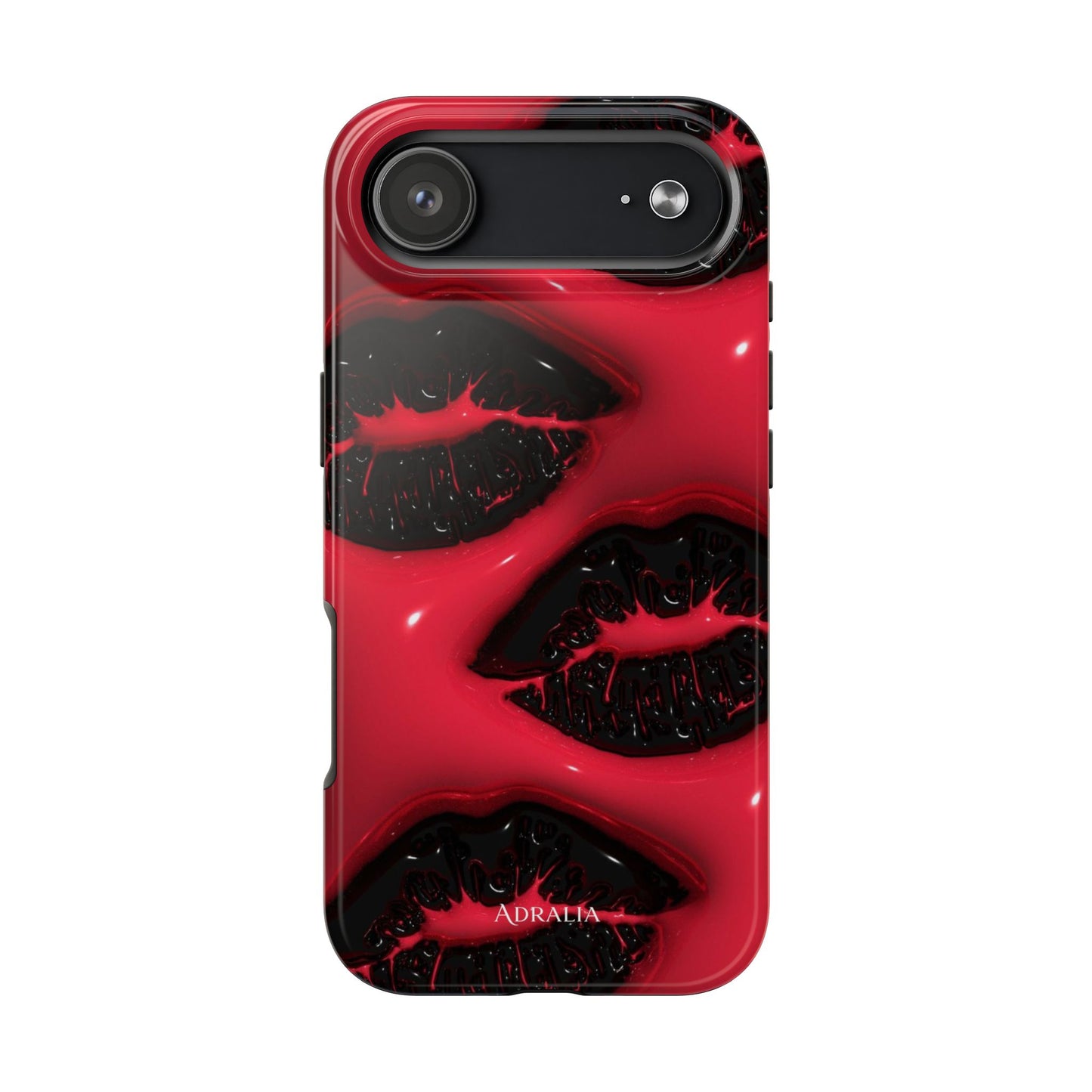 Tough Phone Case – Red Gloss Kiss Print, Shockproof Protective Cover