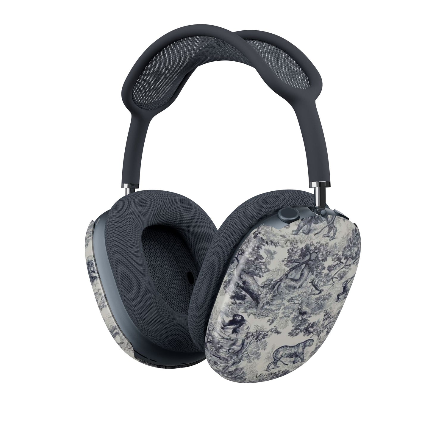 Toile Pattern AirPods Max Shell Case — Vintage Blue Grey Headphone Covers