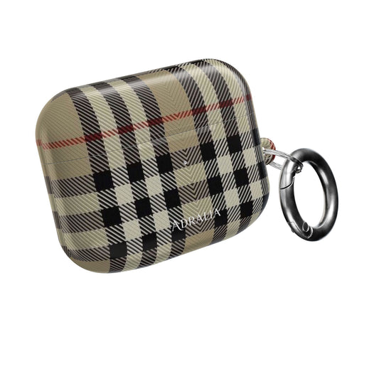 Plaid AirPod Case — Beige Classic Check Protective Cover