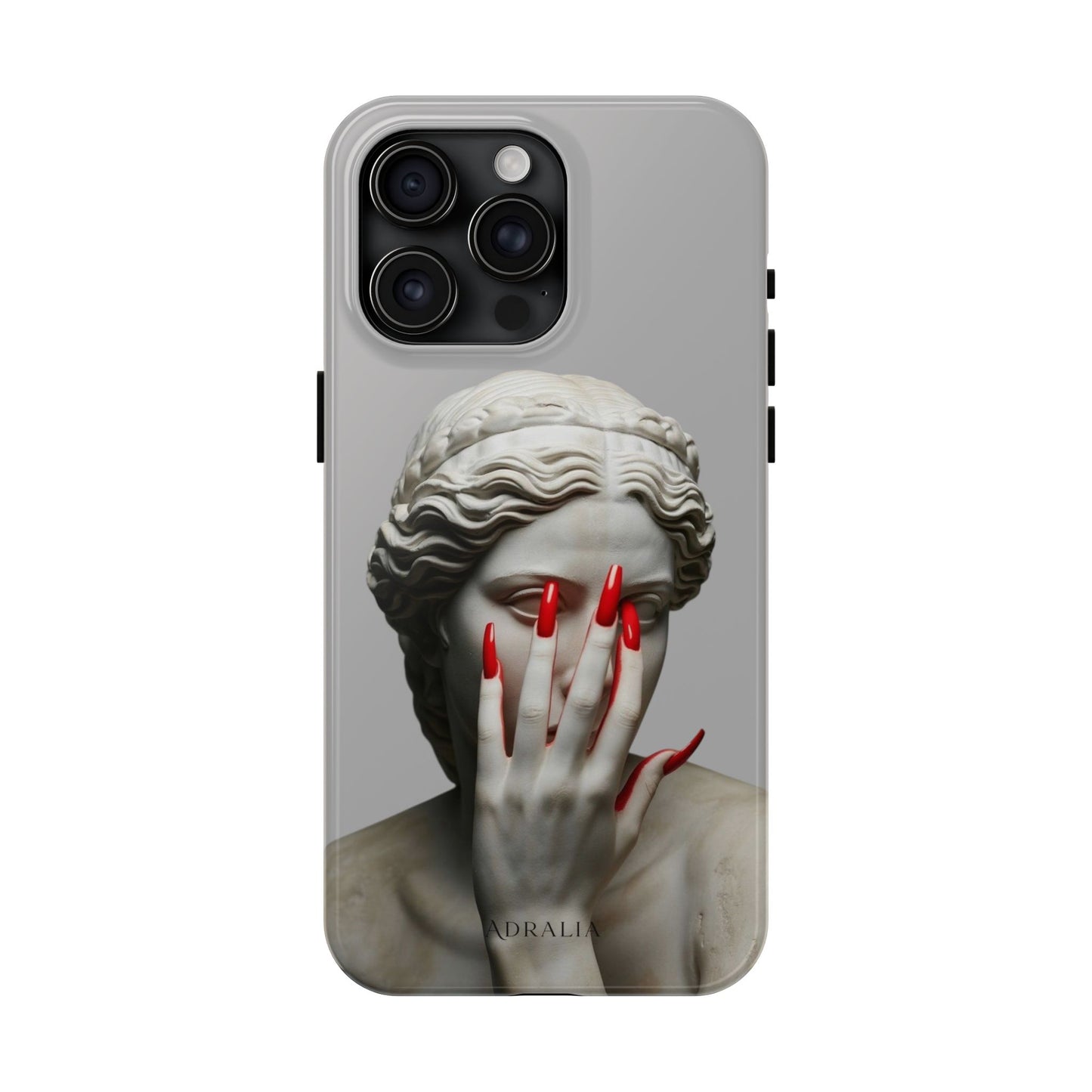 Statue with Red Nails Phone Case — Moody Classical Art Protective Case