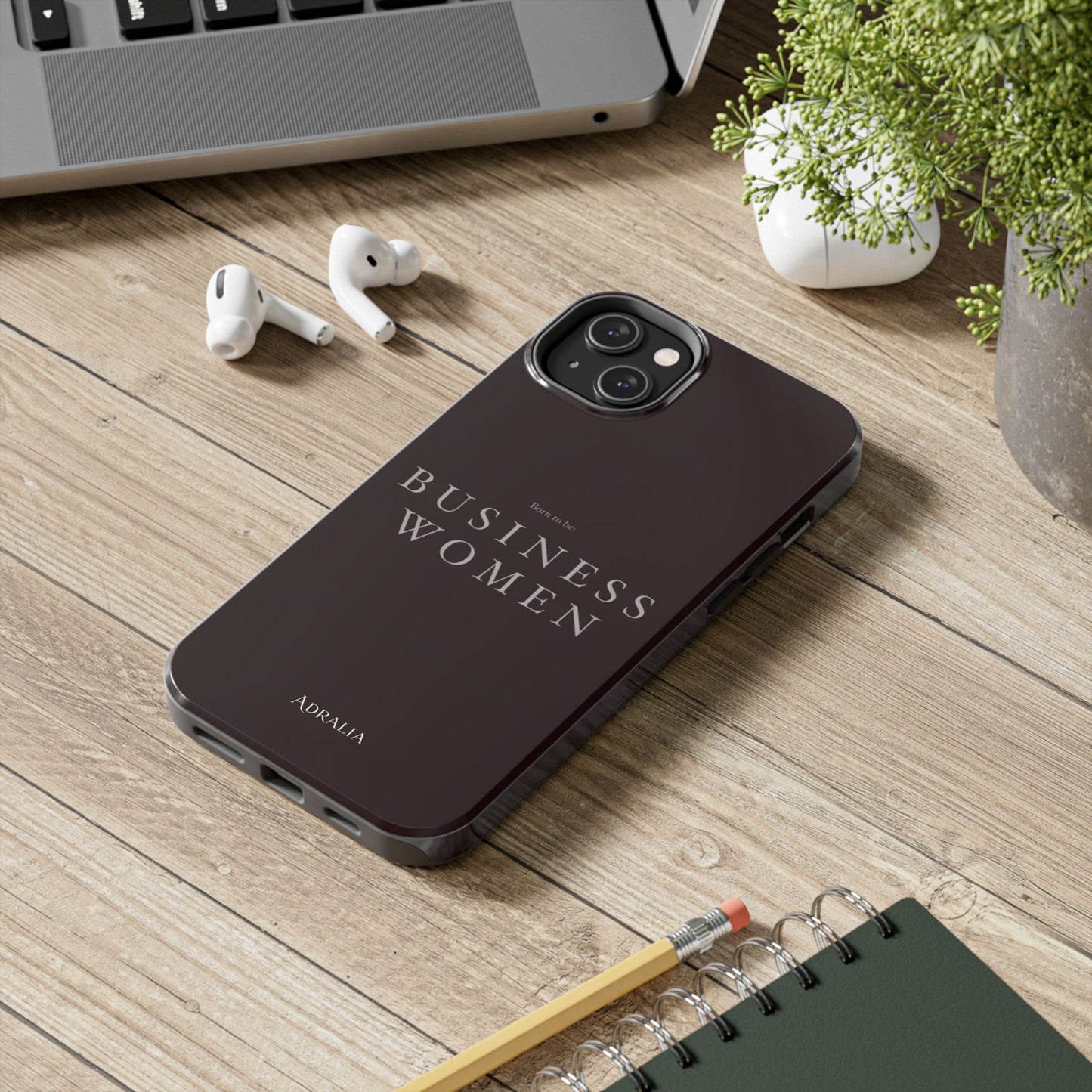 Business Women Tough Phone Case — Empowering Burgundy Protective Phone Cover