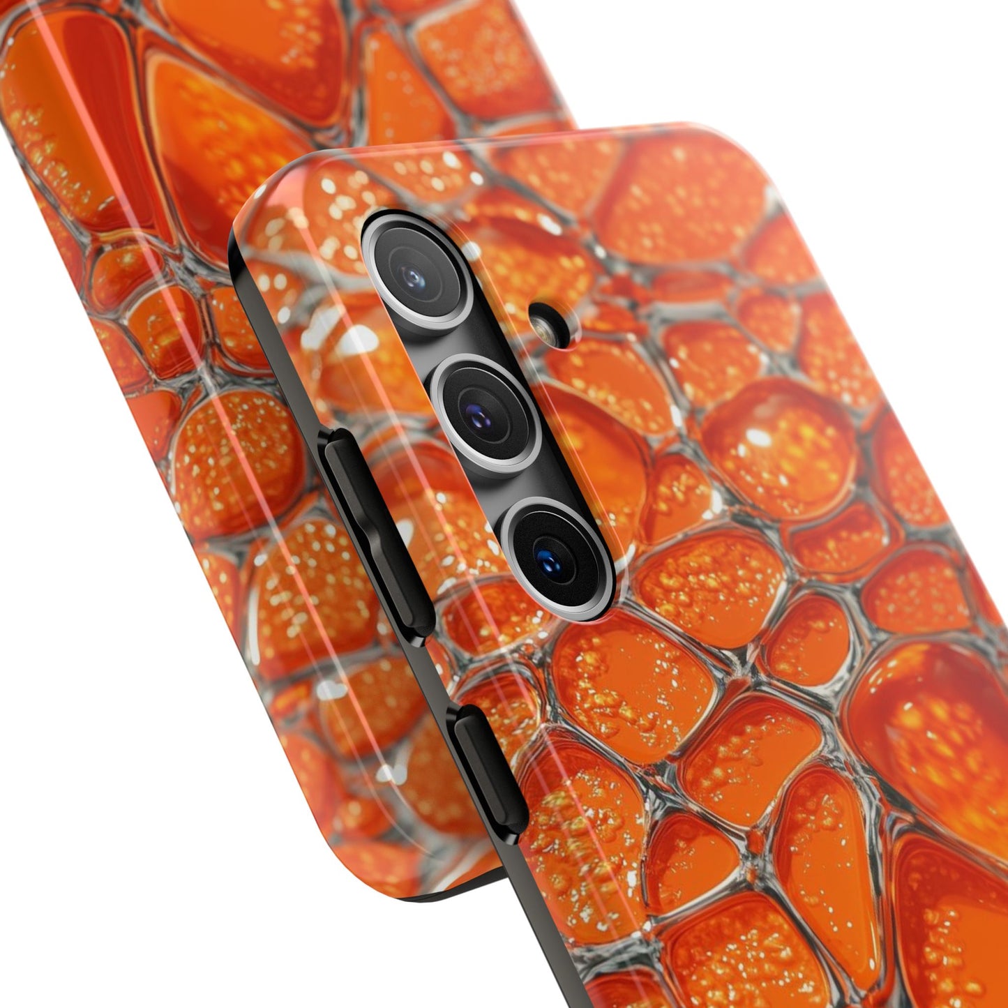 Orange Resin Abstract Tough Phone Case — Durable Protective iPhone Cover