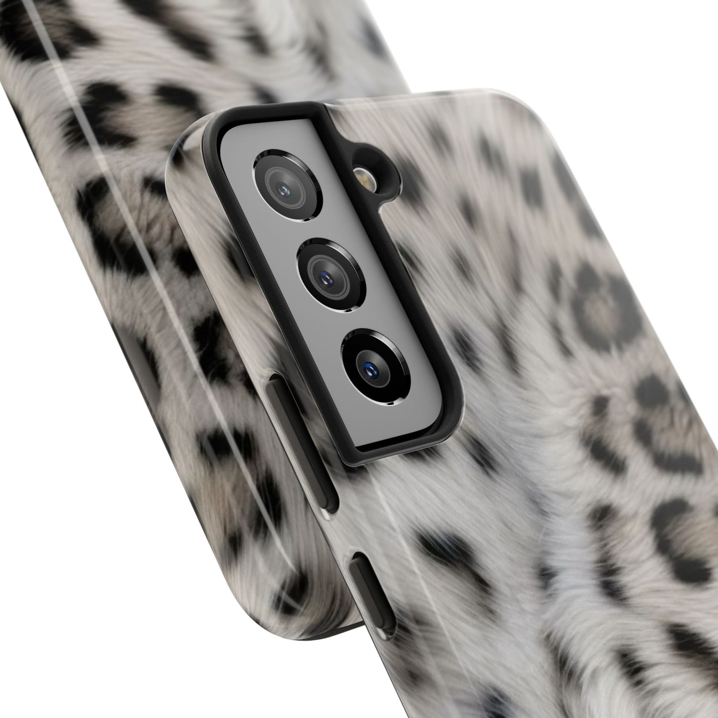 Leopard Fur Tough Phone Case — White Snow Cheetah Protective Cover