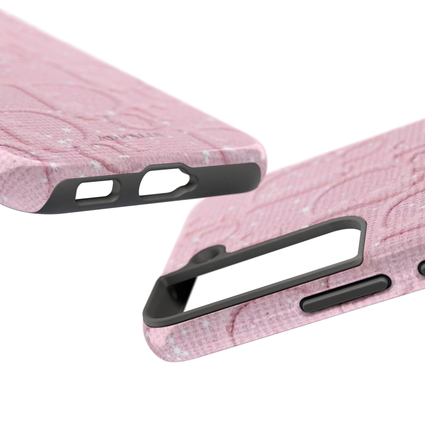 Pink Embossed Tough Phone Case – 'Adralia' Glitter Monogram Protective Cover