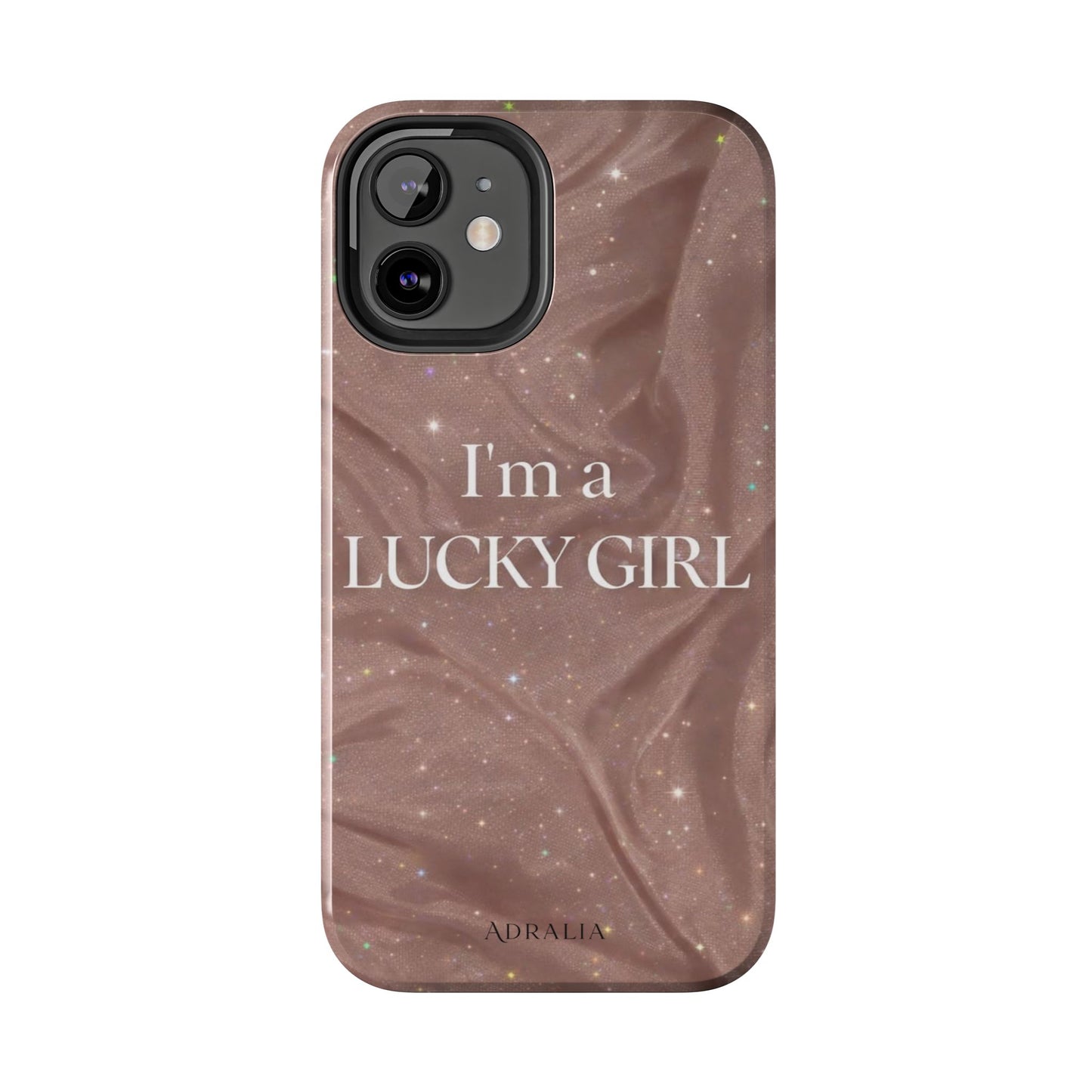 I'm a Lucky Girl Tough Phone Case – Sparkling Rose Marble Protective Cover