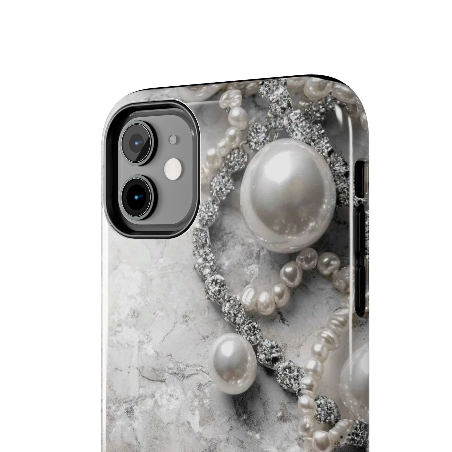 Pearl Luxe Tough Phone Case — Elegant Pearl & Crystal Protective Cover