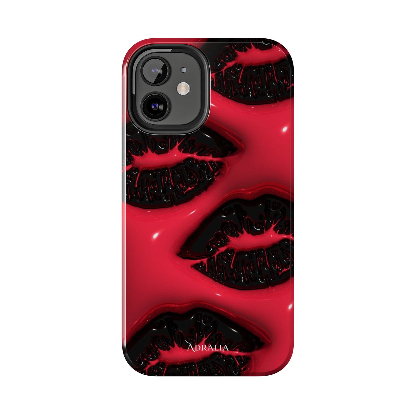 Tough Phone Case – Red Gloss Kiss Print, Shockproof Protective Cover