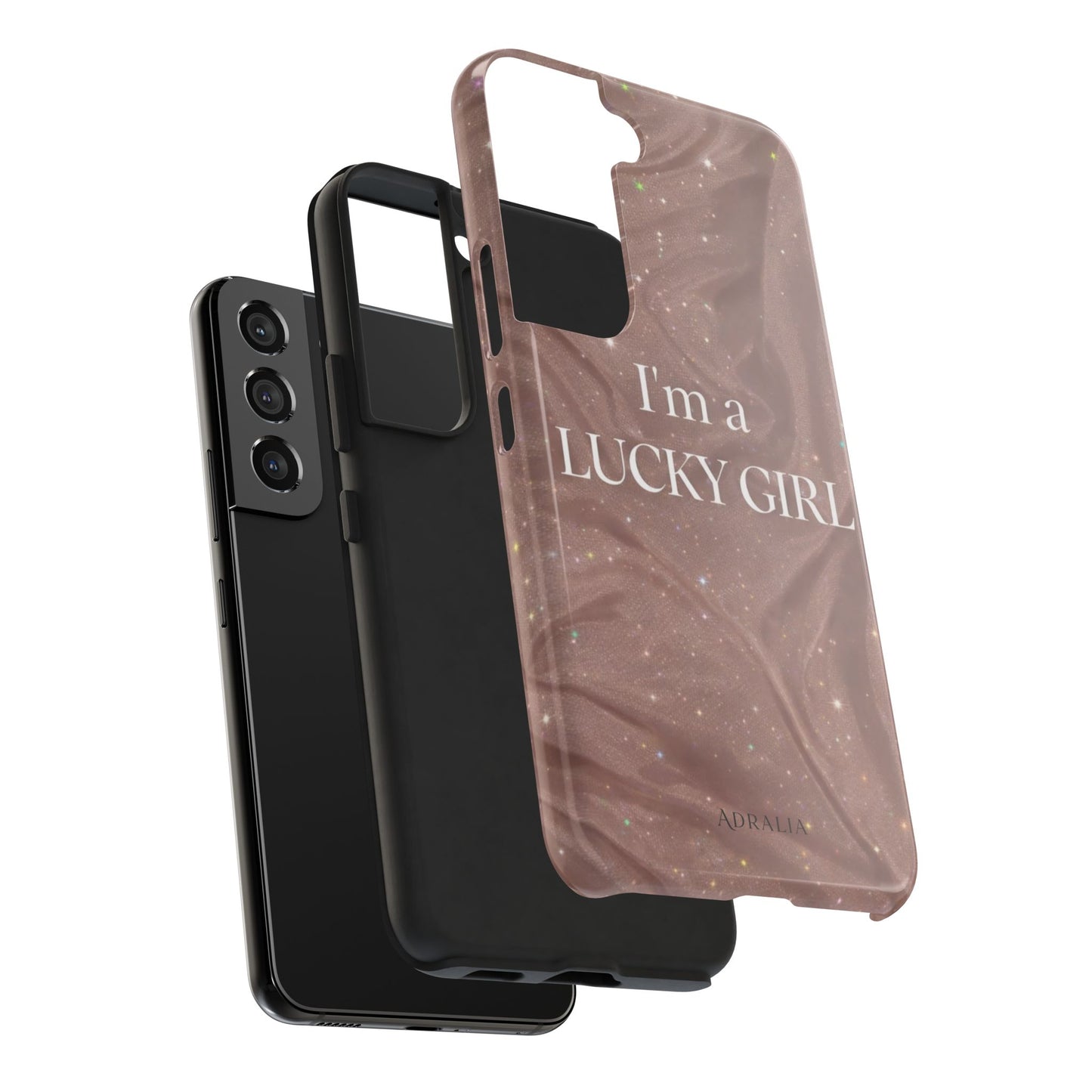 I'm a Lucky Girl Tough Phone Case – Sparkling Rose Marble Protective Cover