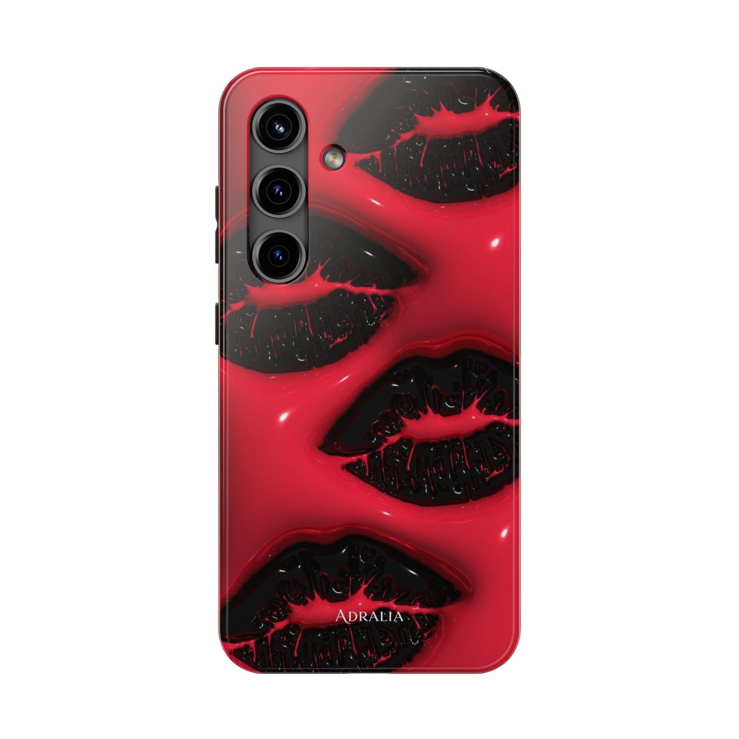 Tough Phone Case – Red Gloss Kiss Print, Shockproof Protective Cover