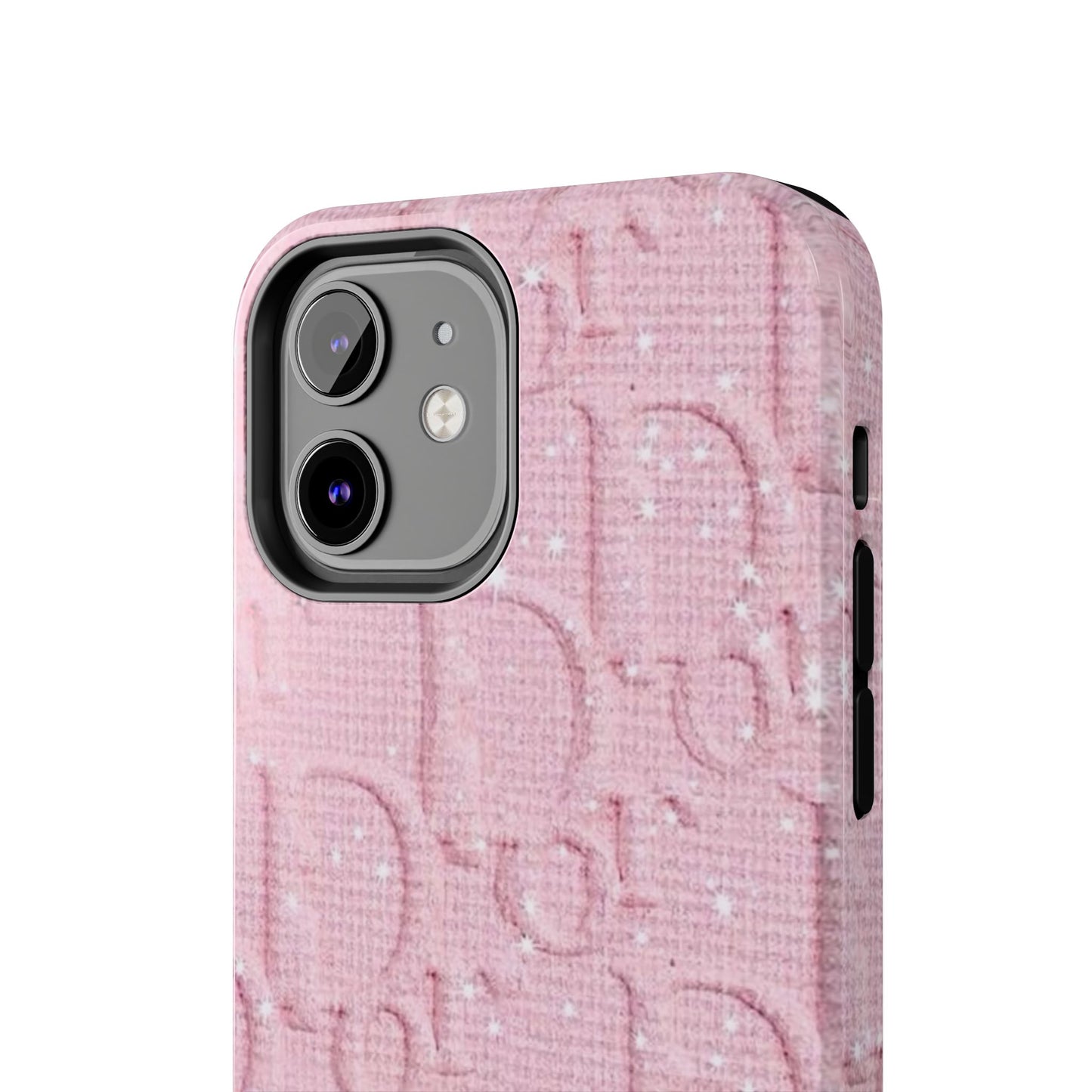 Pink Embossed Tough Phone Case – 'Adralia' Glitter Monogram Protective Cover