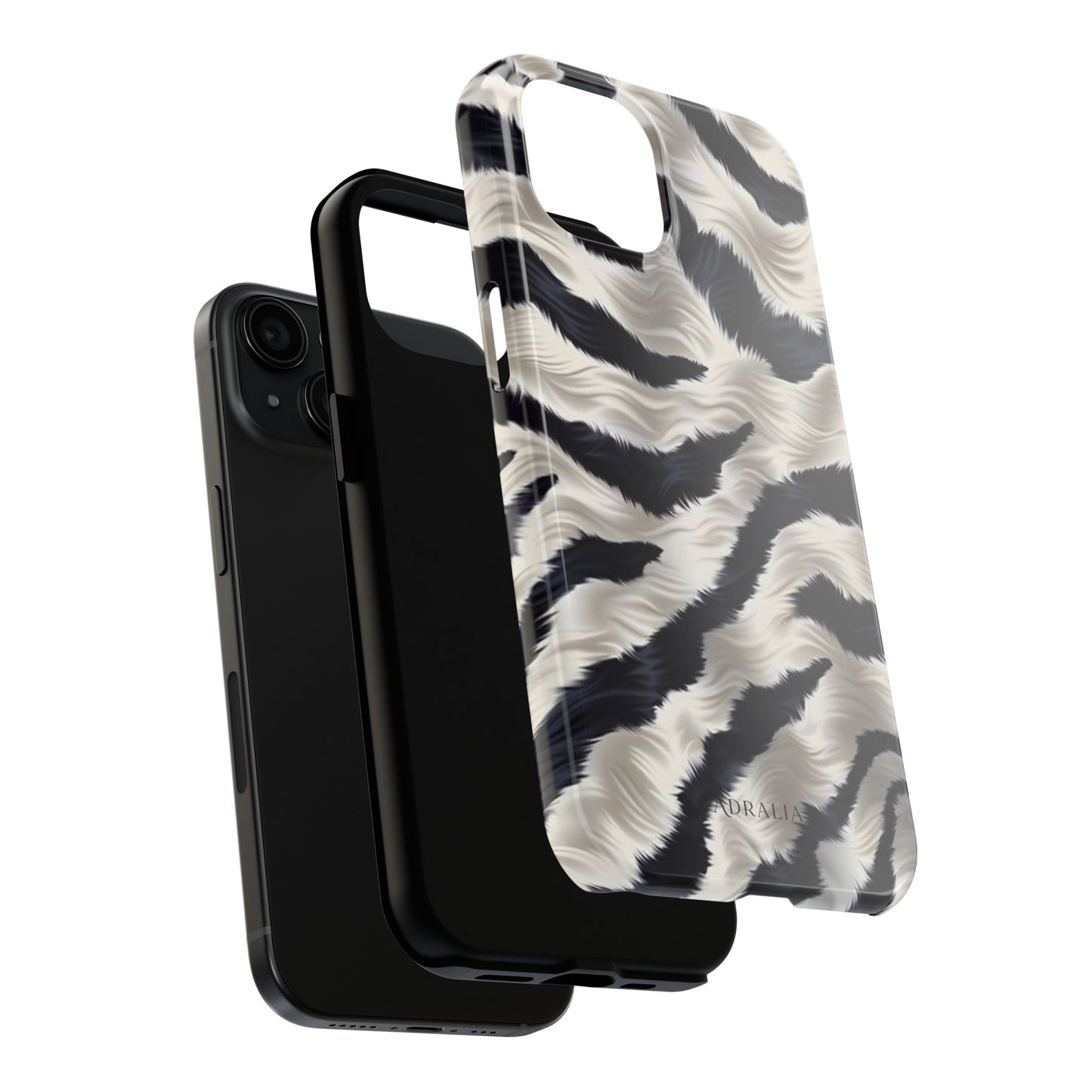 Faux Fur Zebra Tough Phone Case — Black & Ivory Animal Print