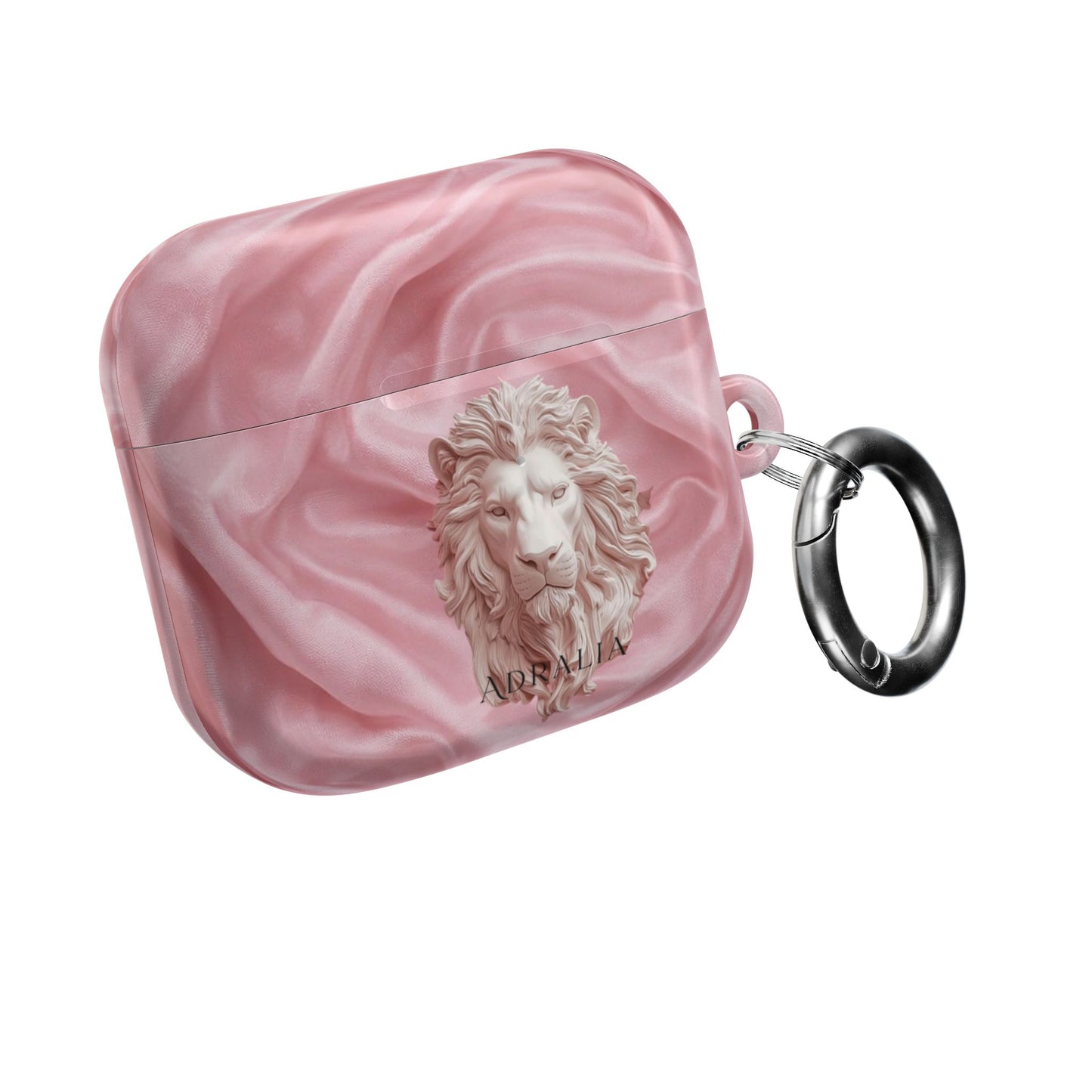 Pink Marble Lion AirPod Case — Elegant Protective Cover