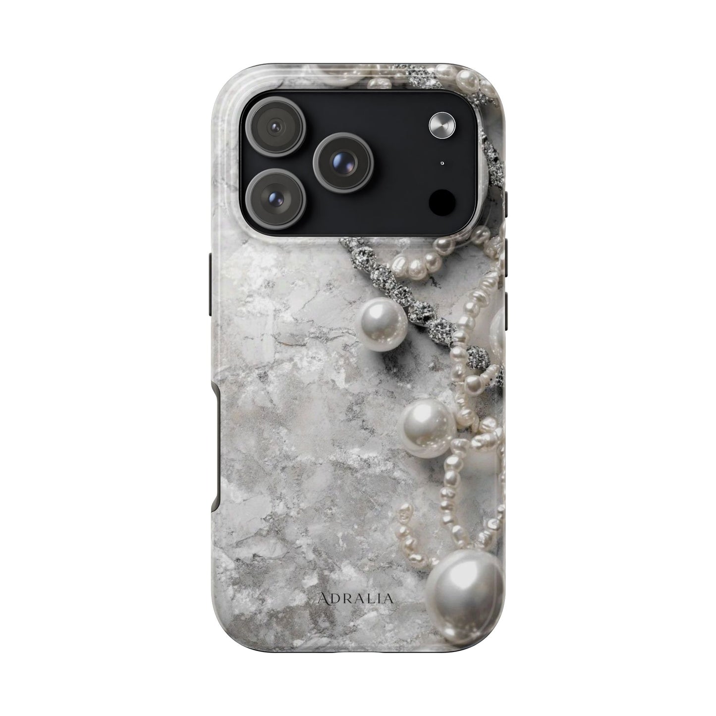 Pearl Luxe Tough Phone Case — Elegant Pearl & Crystal Protective Cover