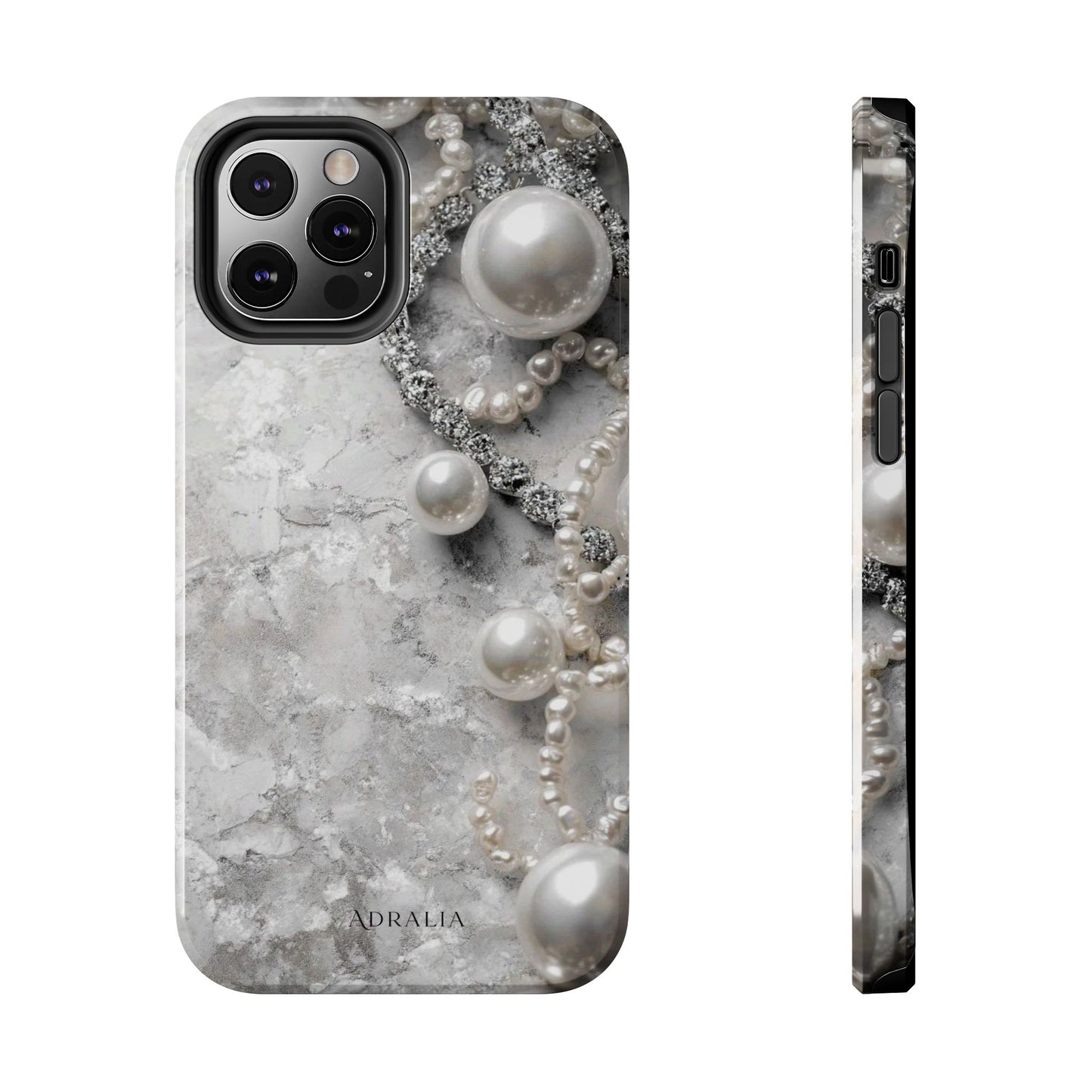 Pearl Luxe Tough Phone Case — Elegant Pearl & Crystal Protective Cover
