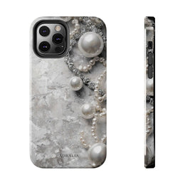 Pearl Luxe Tough Phone Case — Elegant Pearl & Crystal Protective Cover