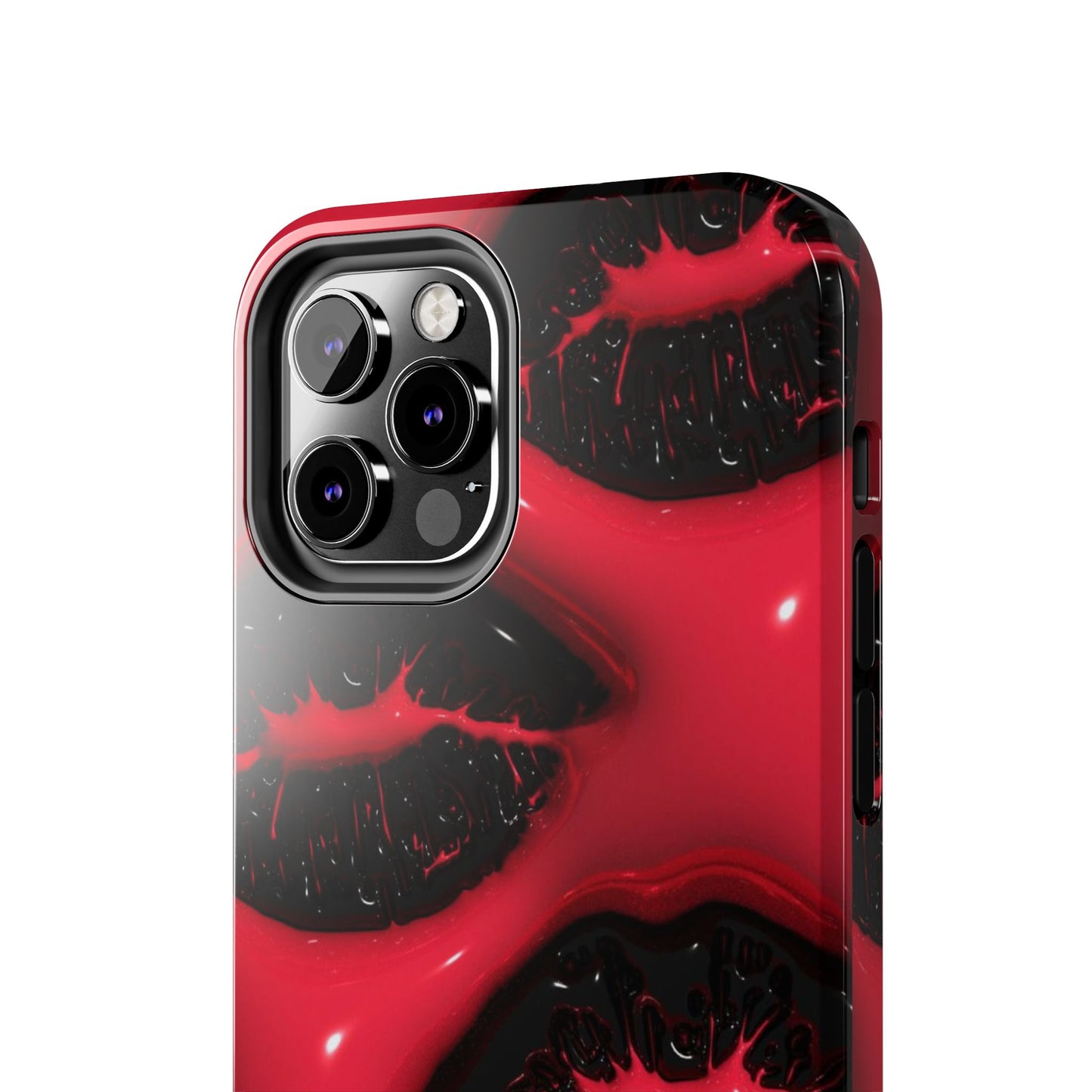 Tough Phone Case – Red Gloss Kiss Print, Shockproof Protective Cover