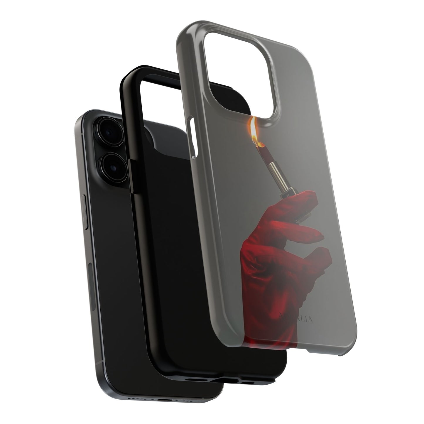 Red Glove Lighter Tough Phone Case — Dark Gothic Flame Protective Cover