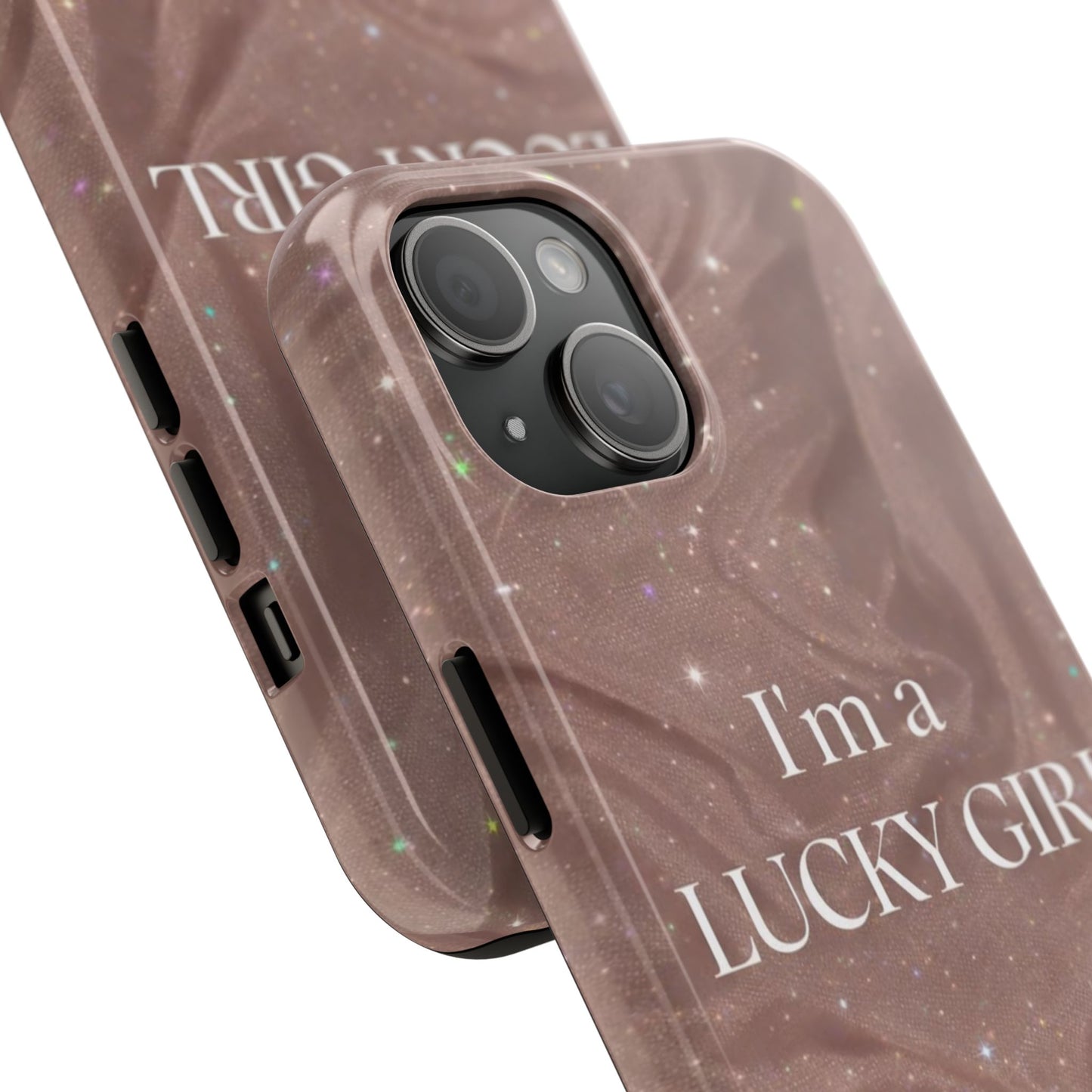 I'm a Lucky Girl Tough Phone Case – Sparkling Rose Marble Protective Cover