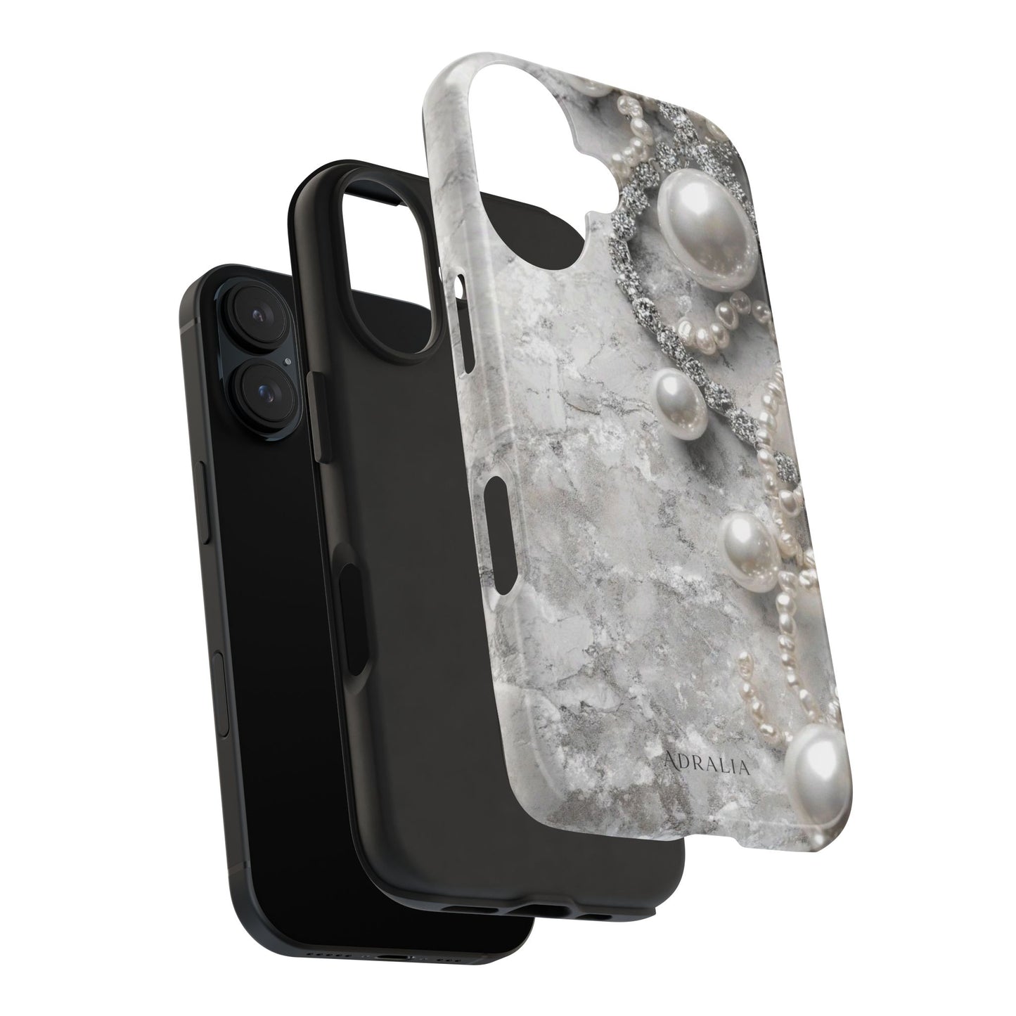 Pearl Luxe Tough Phone Case — Elegant Pearl & Crystal Protective Cover