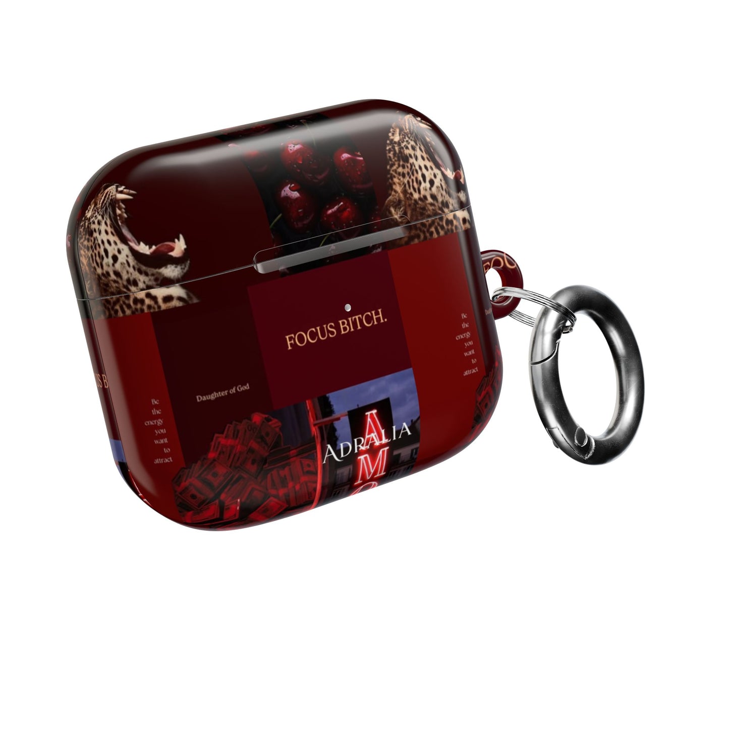 Focus Bitch AirPod Case — Red Leopard Graphic Protective Cover