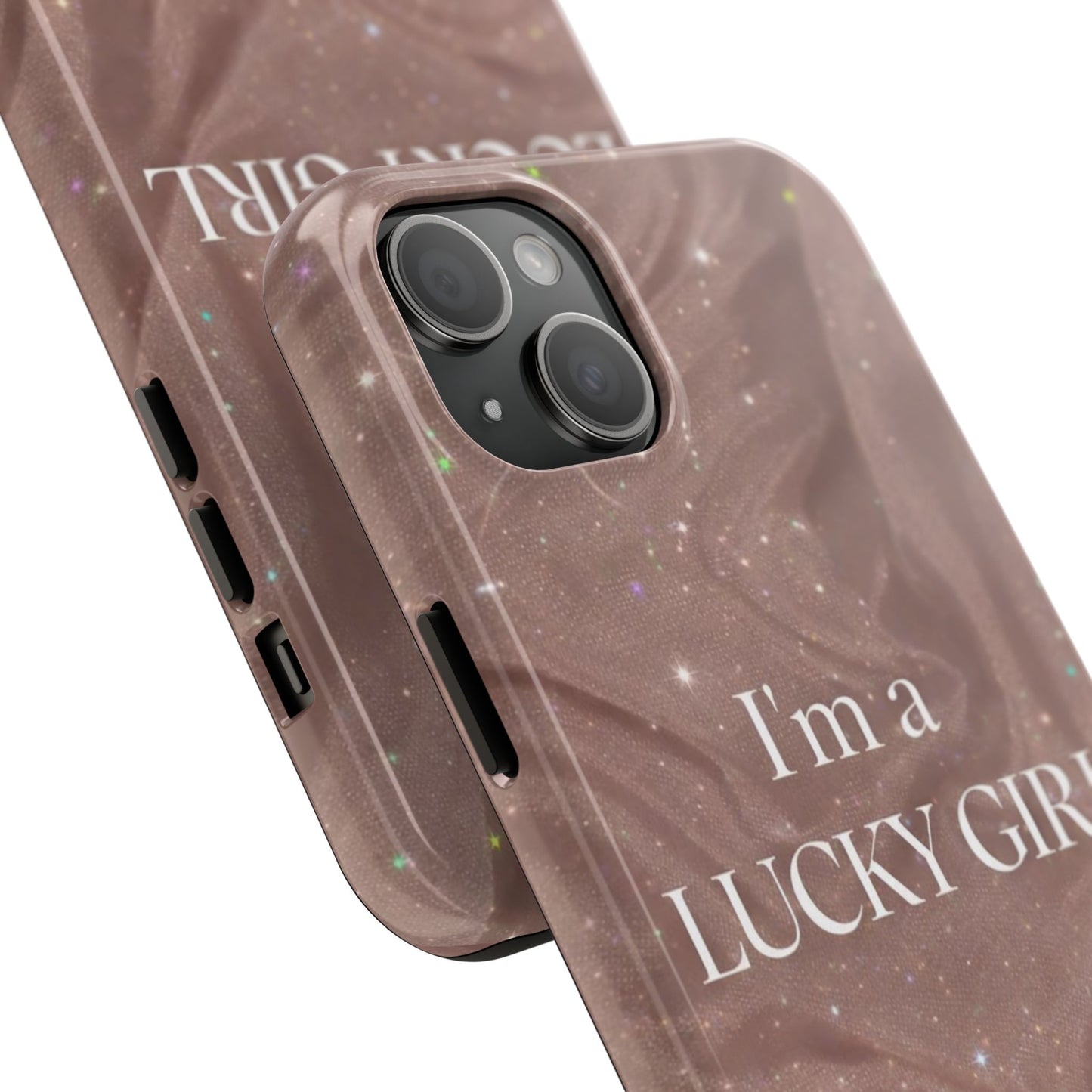 I'm a Lucky Girl Tough Phone Case – Sparkling Rose Marble Protective Cover