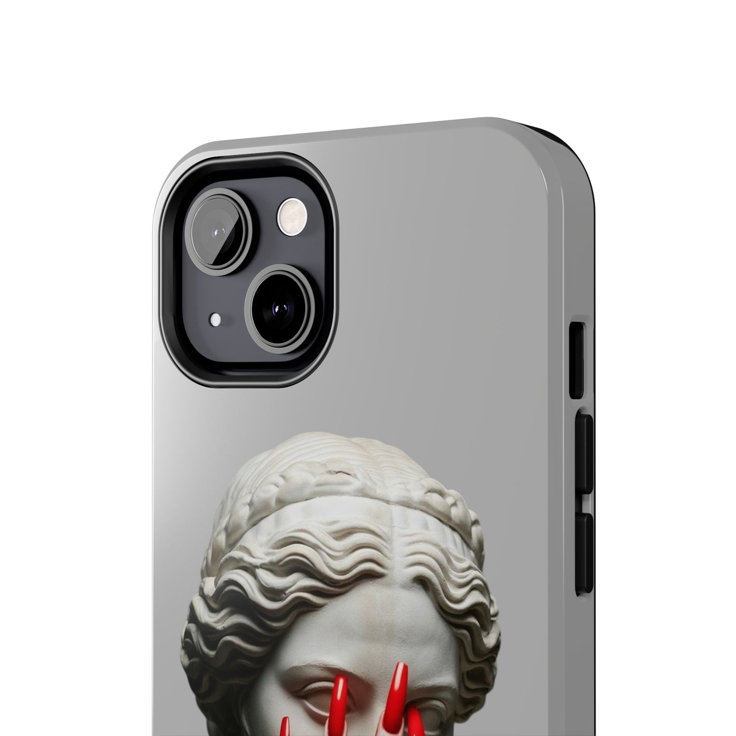 Statue with Red Nails Phone Case — Moody Classical Art Protective Case