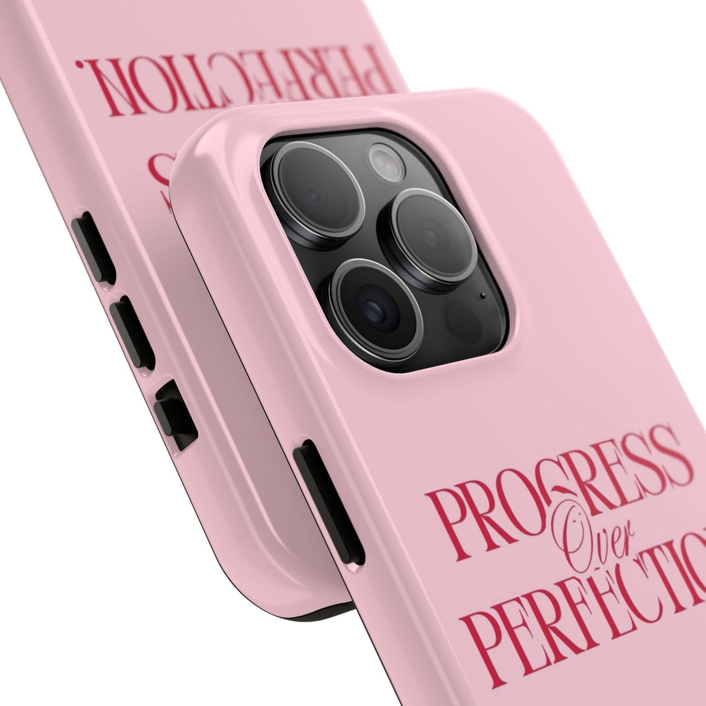 Progress Over Perfection Tough Phone Case — Pink Inspirational Protective Cover